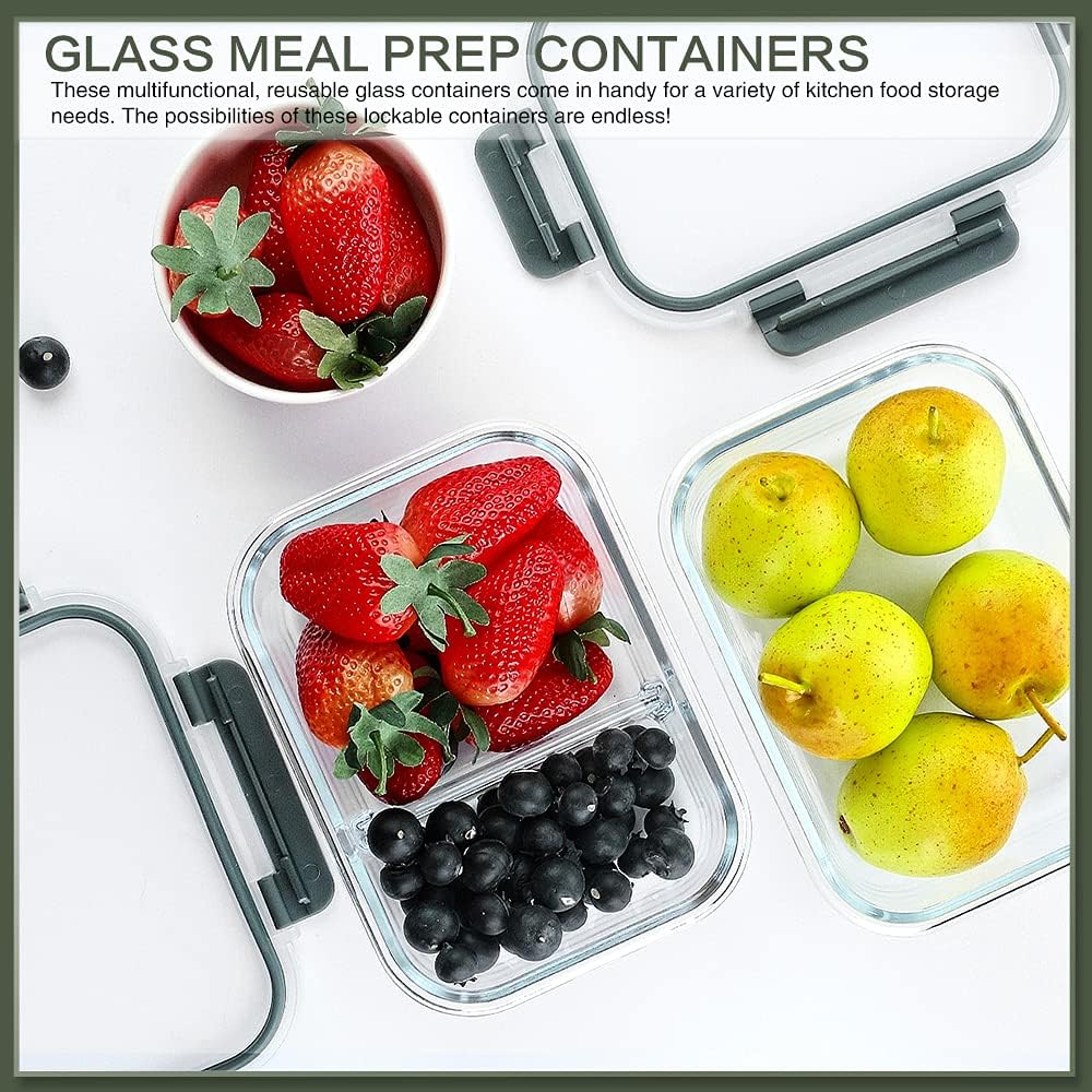 KOMUEE 10 Packs 30 oz Glass Meal Prep Containers with Lids