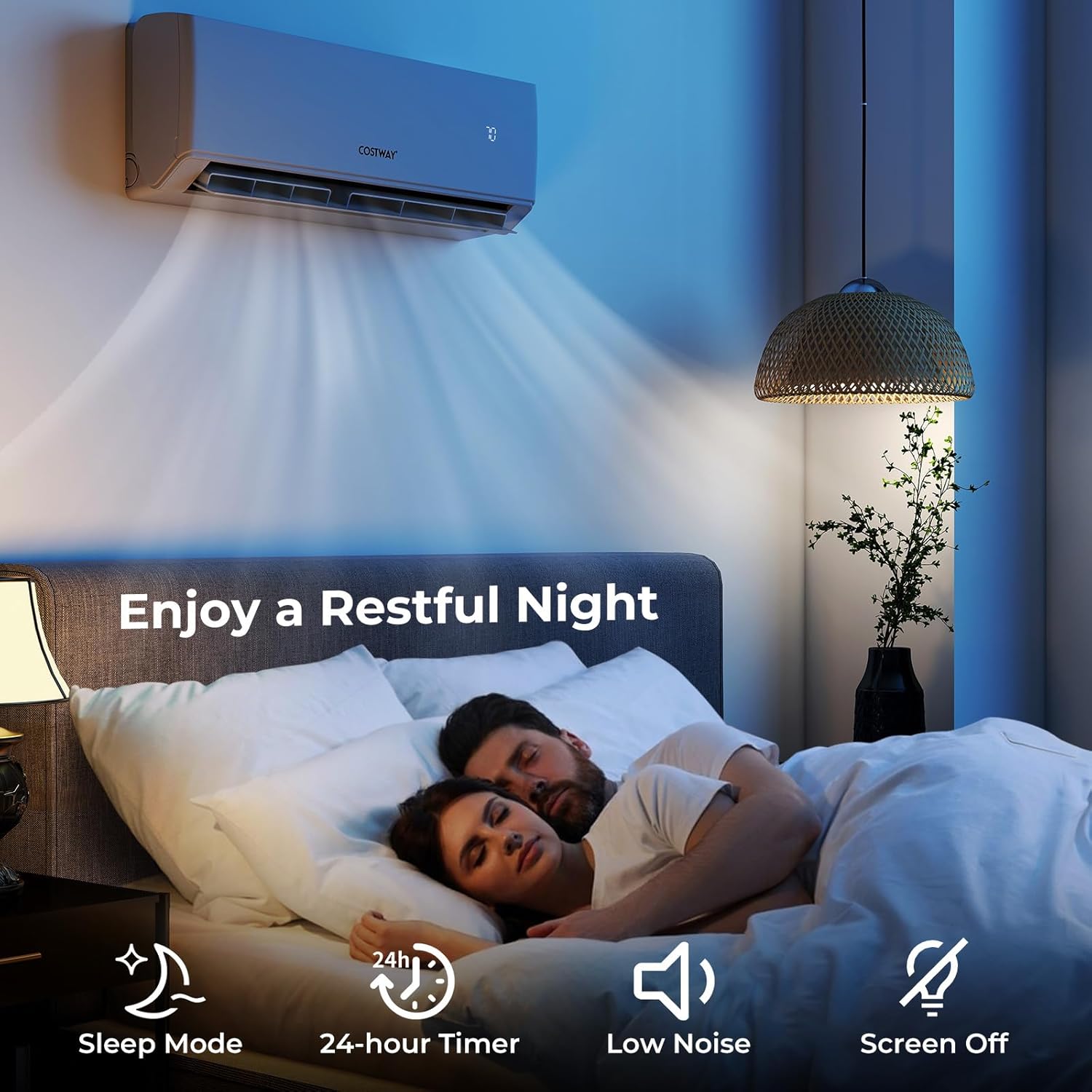 COSTWAY 30k Quad 4 Zone Mini Split Air Conditioner, 23 SEER2, 9k+9k+9k+12k BTU, 208-230V, Wifi Enabled Multi Zones Mini Split AC Heat Pump Full Set, Ductless Energy Star
