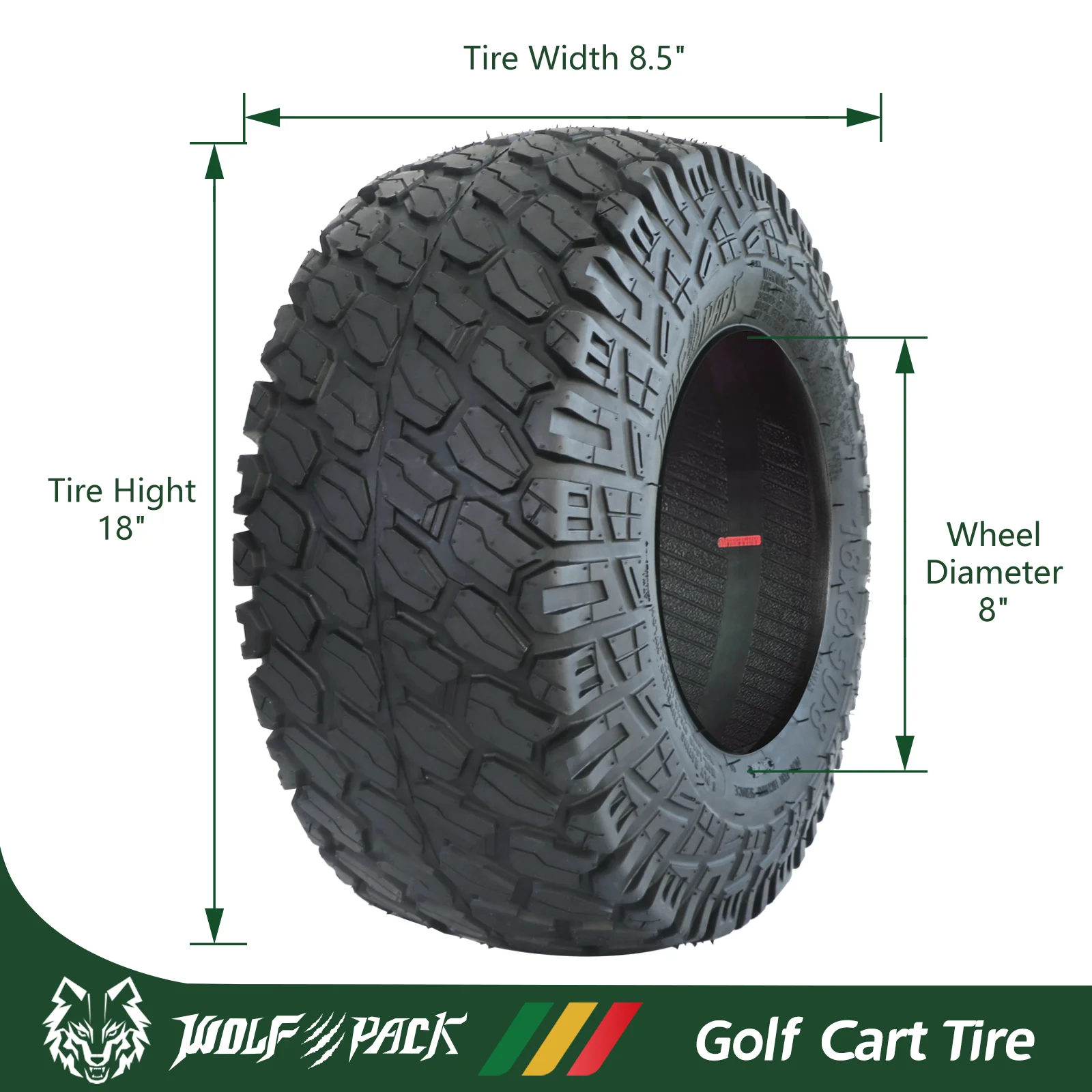Set 4 18X8 50 8 Golf Cart Tires Non Directional Tubeless Tire Multi Terrain Tire with Superior Traction and Mud Resistant Self Cleaning Tread Design for Long Lasting Performance Image 5