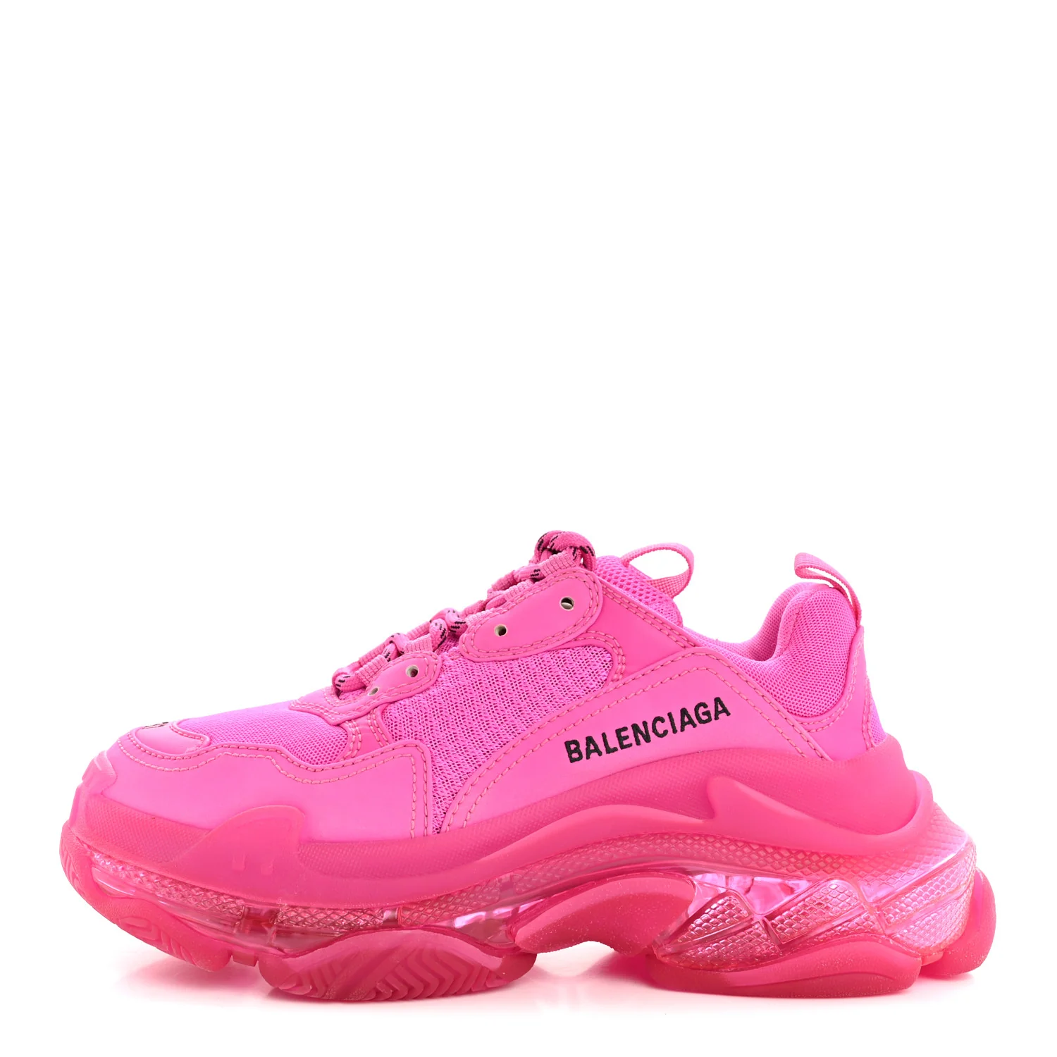 Fabric Mesh Clear Sole Fluo Womens Triple S Sneakers 37 Pink