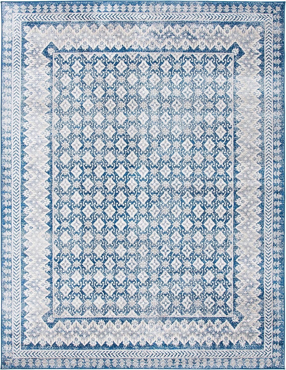 SAFAVIEH Brentwood Collection Area Rug - 9' x 12', Navy & Beige, Traditional Oriental Distressed Design, Non-Shedding & Easy Care, Ideal for High Traffic Areas in Living Room, Bedroom (BNT899N)