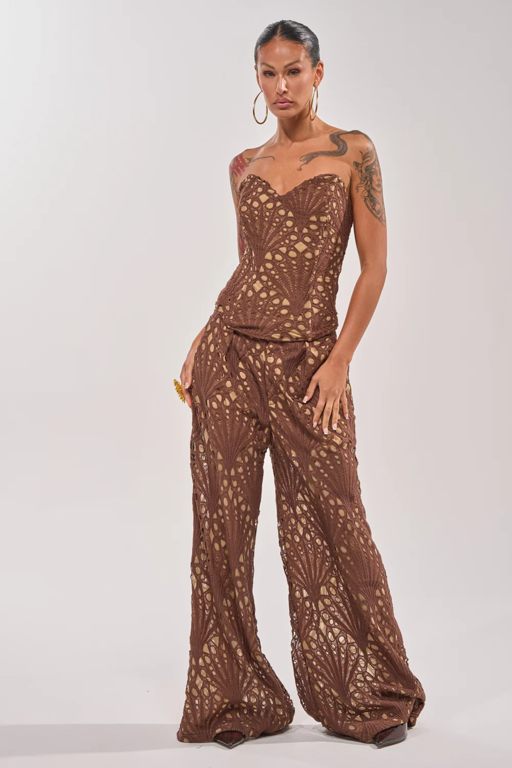 CLAIRE EYELET PALAZZO PANT - Akira Store
