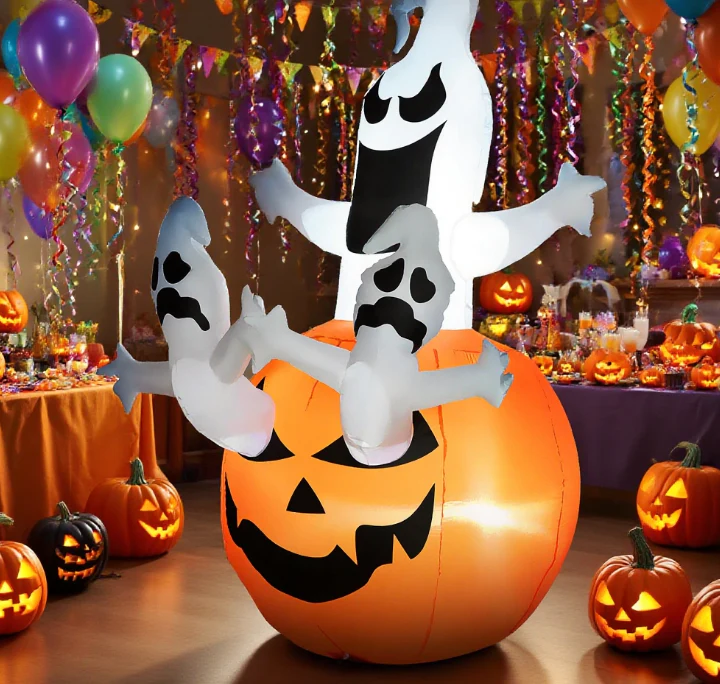 AECOJOY Halloween Inflatables Outdoor Decorations Jack-O-Lantern Pumpkin and Ghosts