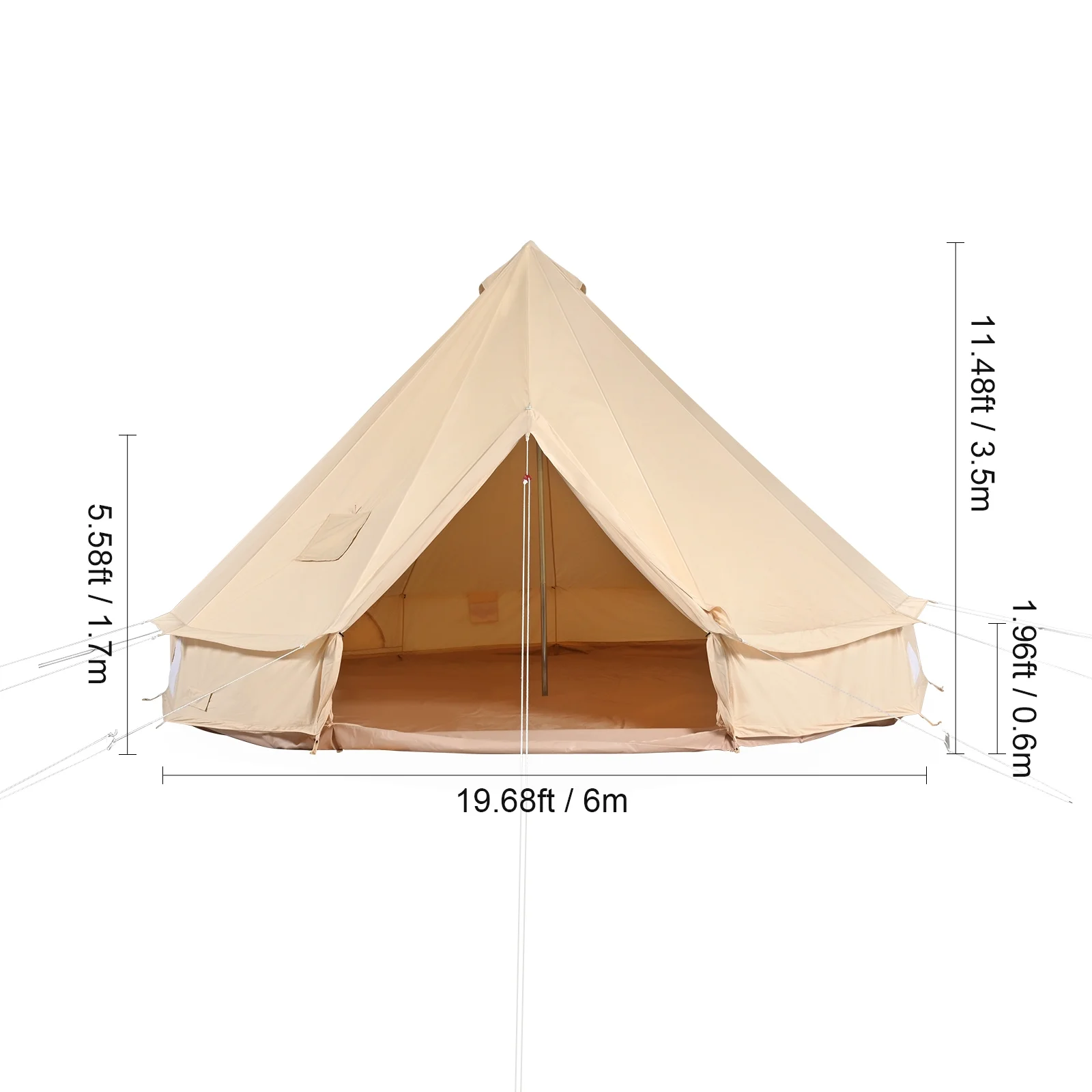 Canvas Bell Tent 6m/19 68ft 4 Season Camping Yurt Tent with Stove Jack Image 8