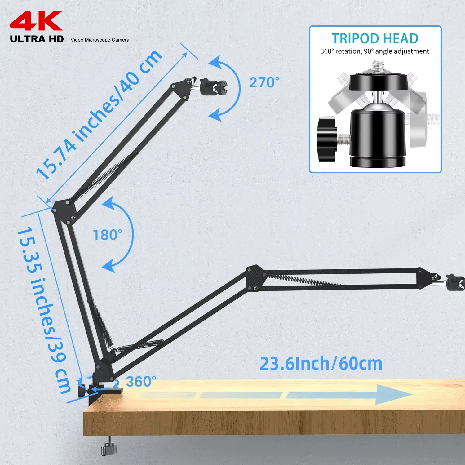 Digital Microscope for Adult 13MP 1080P HDMI VGA Industrial Video Microscope with 150X Zoom C-Mount Lens Foldable Stand LED Ring Light for Electronics Inspection, Jewelry and Watch Repair(13MP/HDMI/1080P/VGA) - Image 6