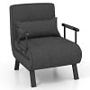 Folding 6 Position Convertible Sleeper Bed Armchair Lounge Couch w/ Pillow Gray(Blue) - Image 4