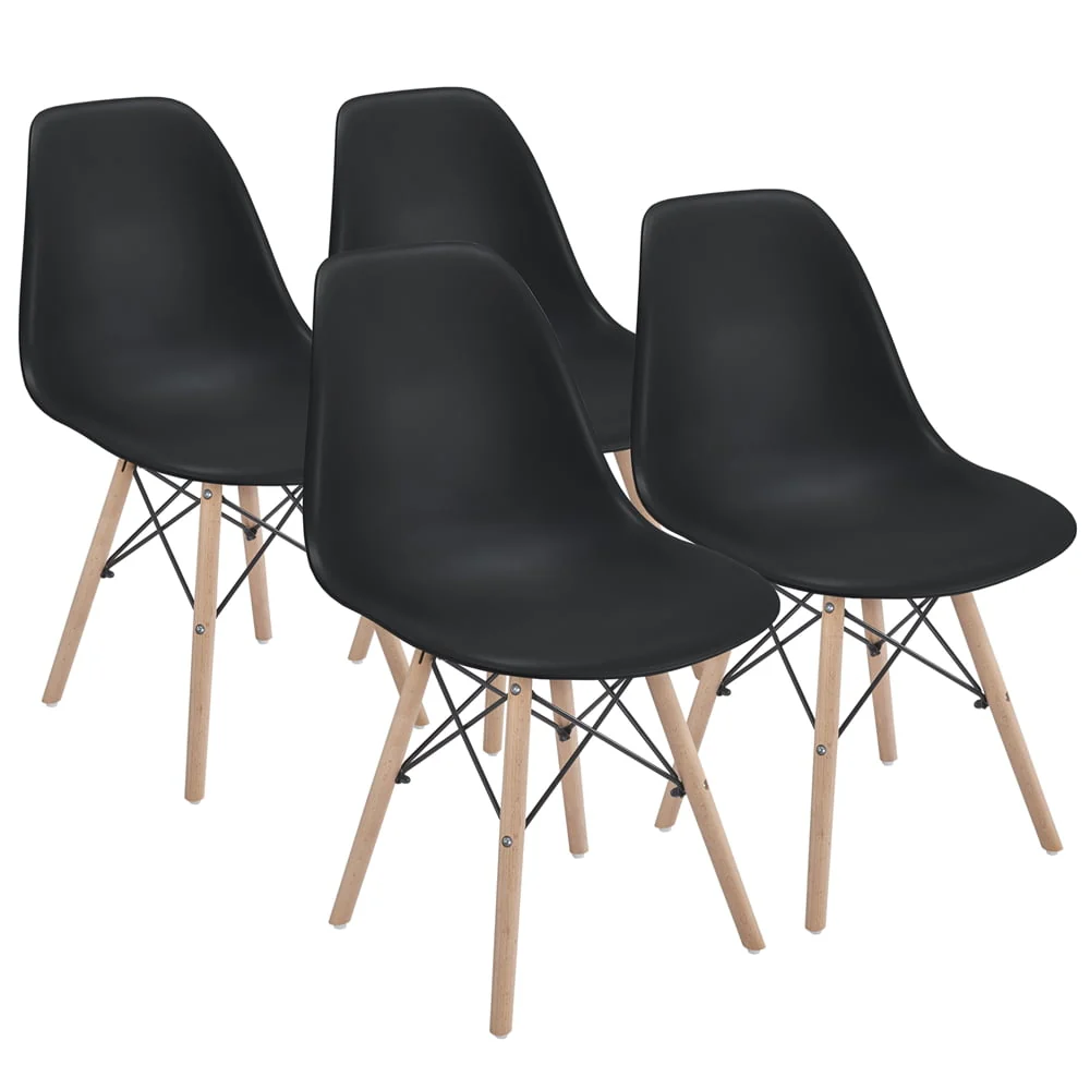 Set of 4 Modern Style Dining Chairs for Kitchen Dining Room, Black(Black) Image 2