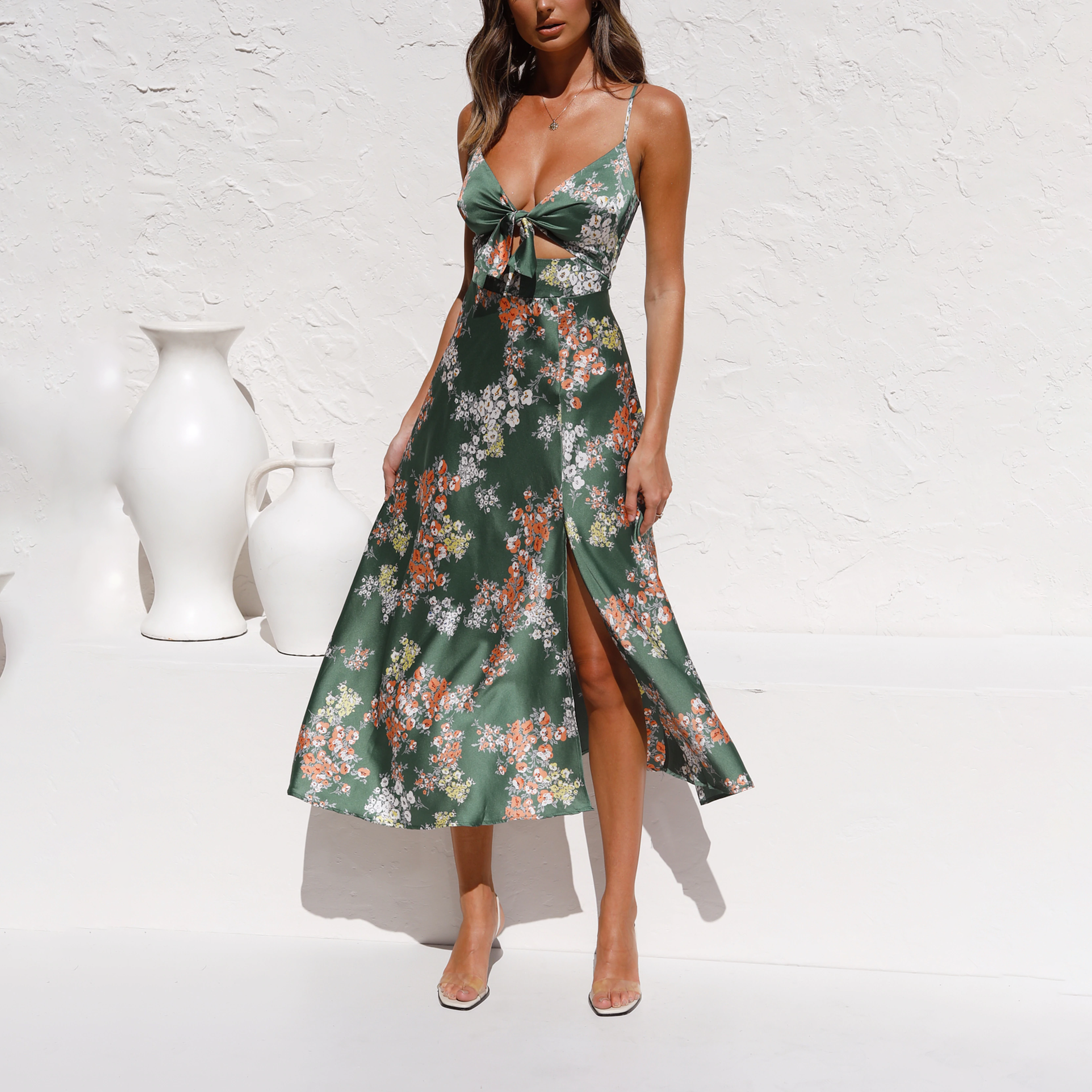 Robe imprimée à bretelles élégante style vacances