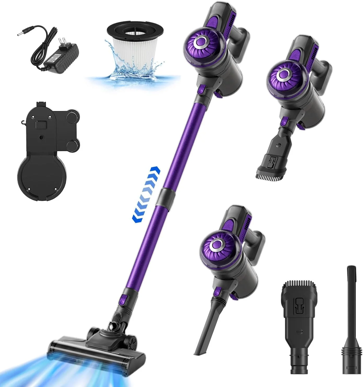 Aspirateur sans fil, aspirateur balai et à main 2 en 1 léger pour appartement, poils d'animaux et nettoyage de voiture, S1