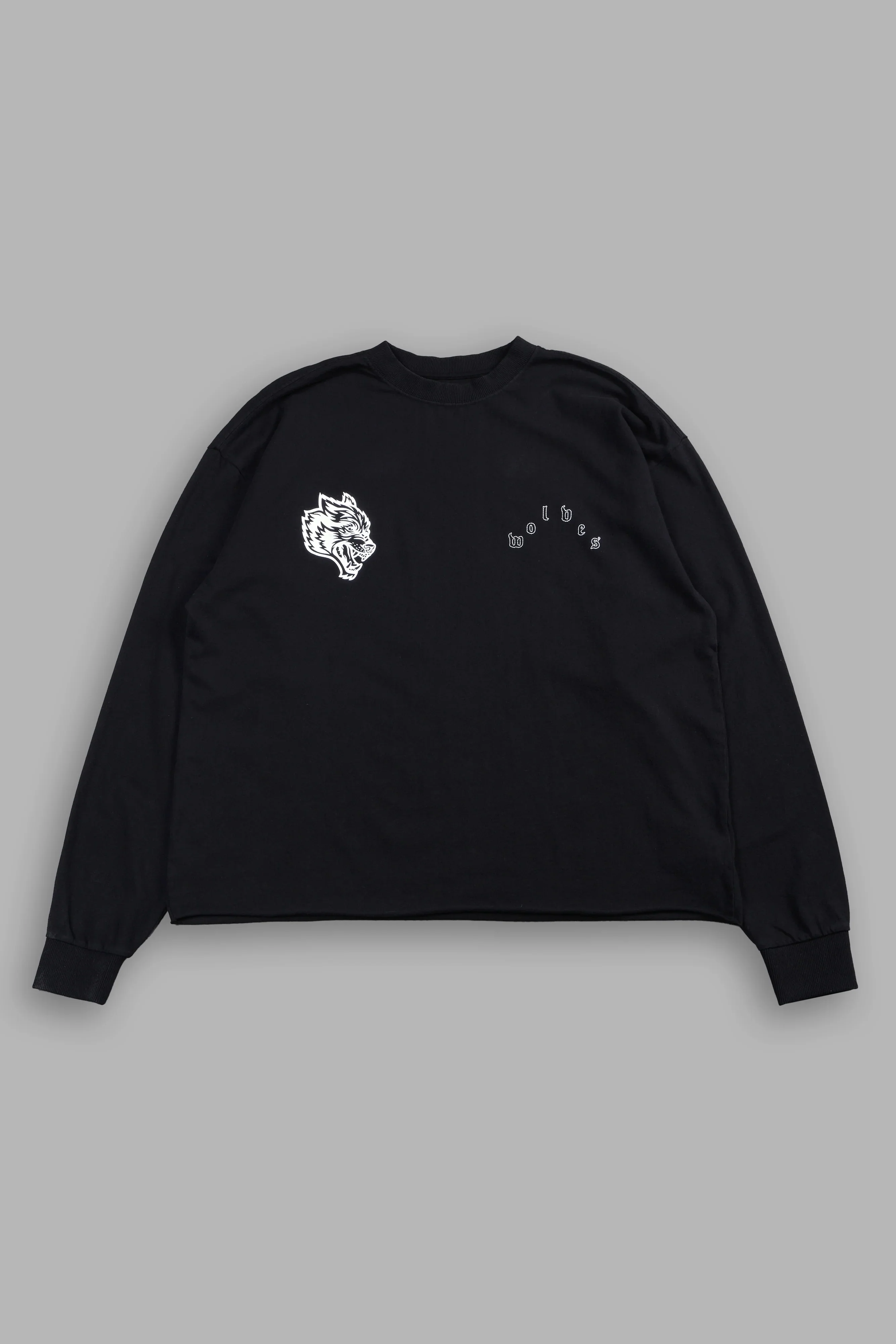 Hand That Holds Grunge Mid Length Raw Hem Ls Tee In Black