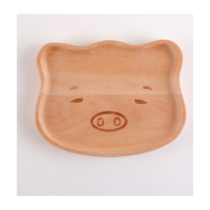 Beech Wooden Children's Wooden Cartoon Plate Dish, Eco-Friendly Plate,  Handcrafted Dinnerware