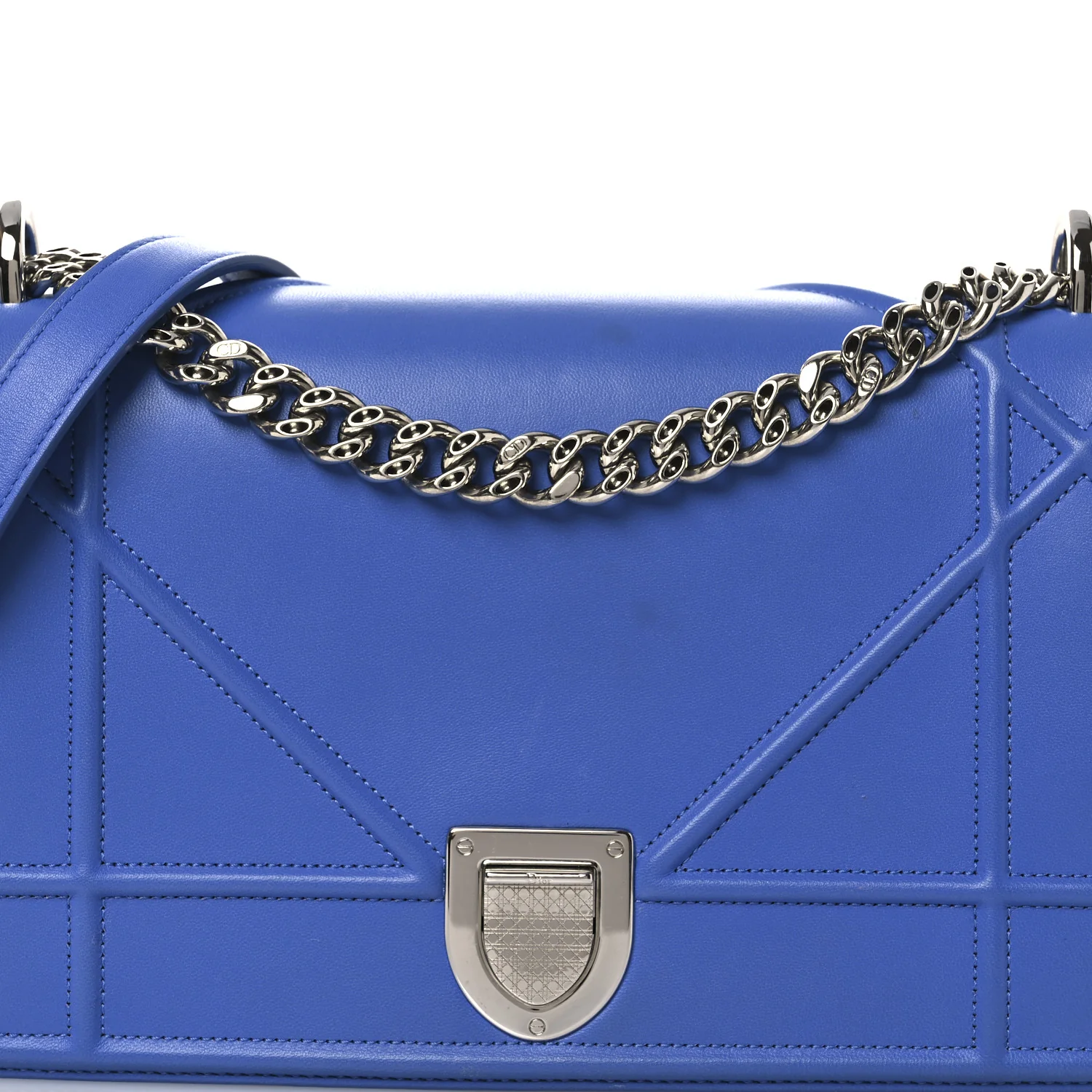 Smooth Calfskin Medium Diorama Flap Bag Blue