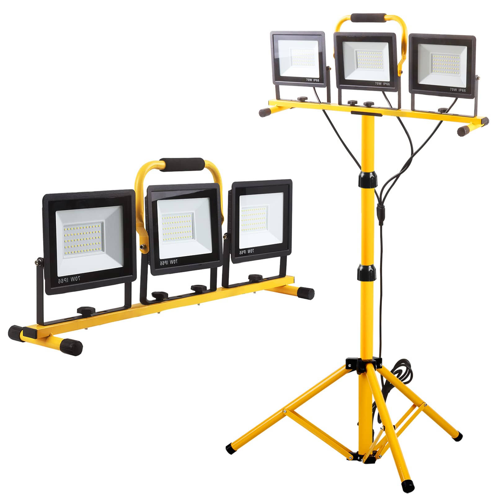 Guwell 21000 Lumen Work Lights with Stand 3 Adjustable Head LED Work Light with Adjustable and Foldable Tripod Stand Waterproof Lamp with Individual S