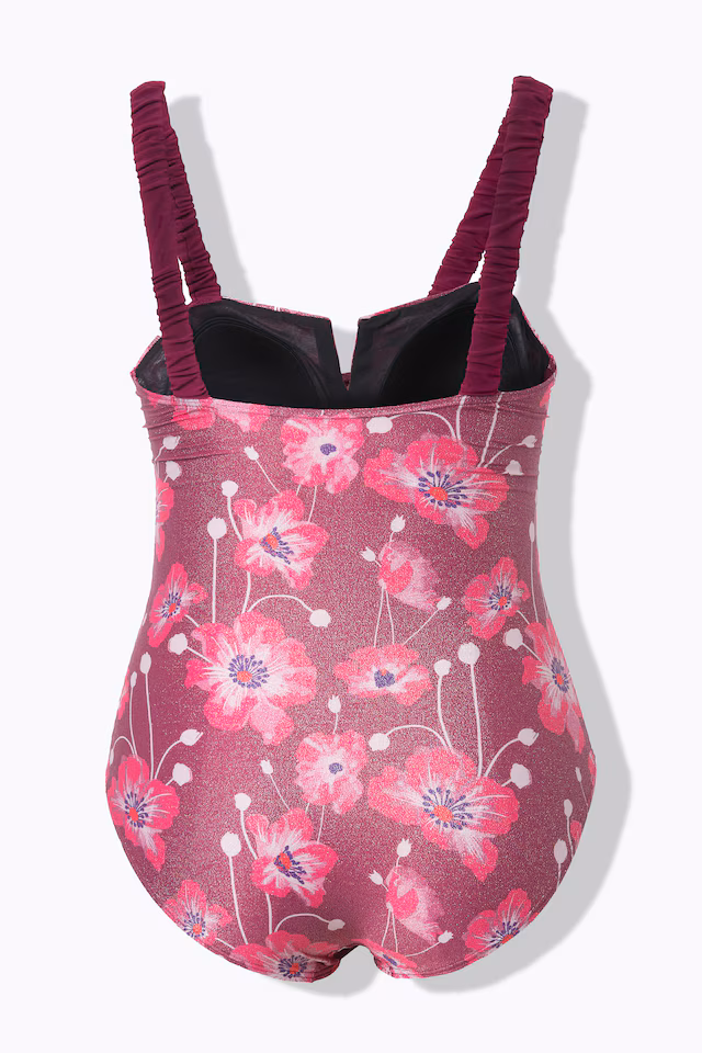 Ruched Sparkling Floral One Piece Swimsuit