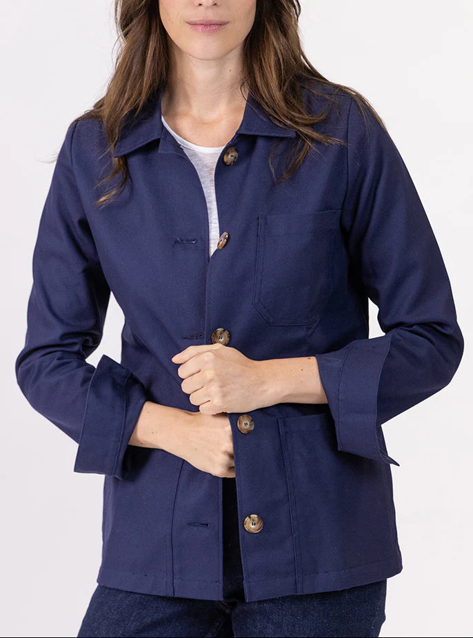 Veste femme style veste de travail bleu marine