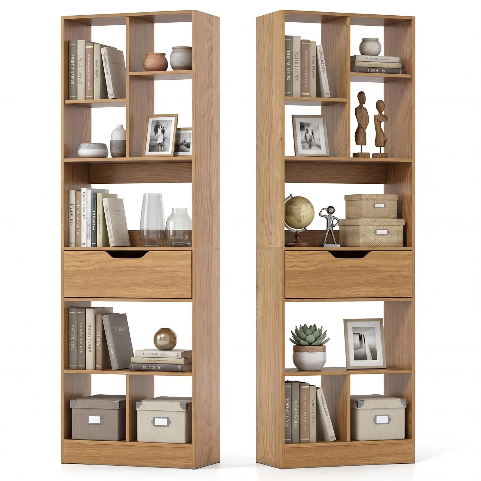 Tangkula 61” Tall Open Bookcase with Drawer(1/2)