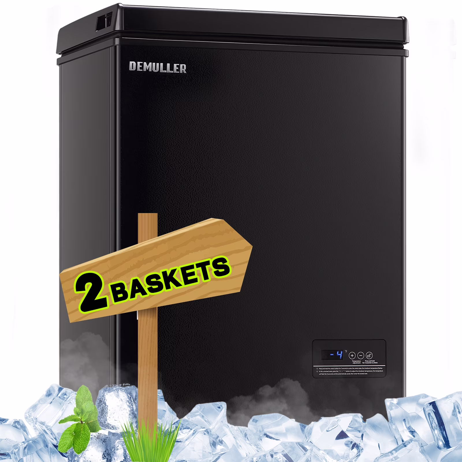 4.0 Cu.ft Deep Chest Freezer Mini Freezers Top Open Door Rmovable Storage Baskets New Black(4.0Cu.ft Black) - Image 5