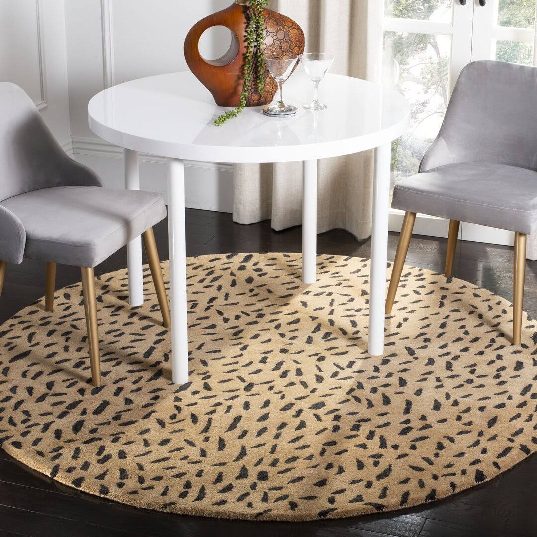 Chanler Animal Print Hand-Tufted Wool Beige/Brown Area Rug Zipcode Design Rug Size: Round 4'