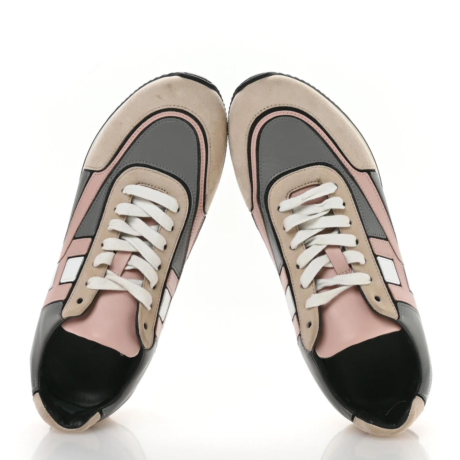 Calfskin Suede Goatskin Womens Chris Sneakers 39.5 Gris D'Hiver
