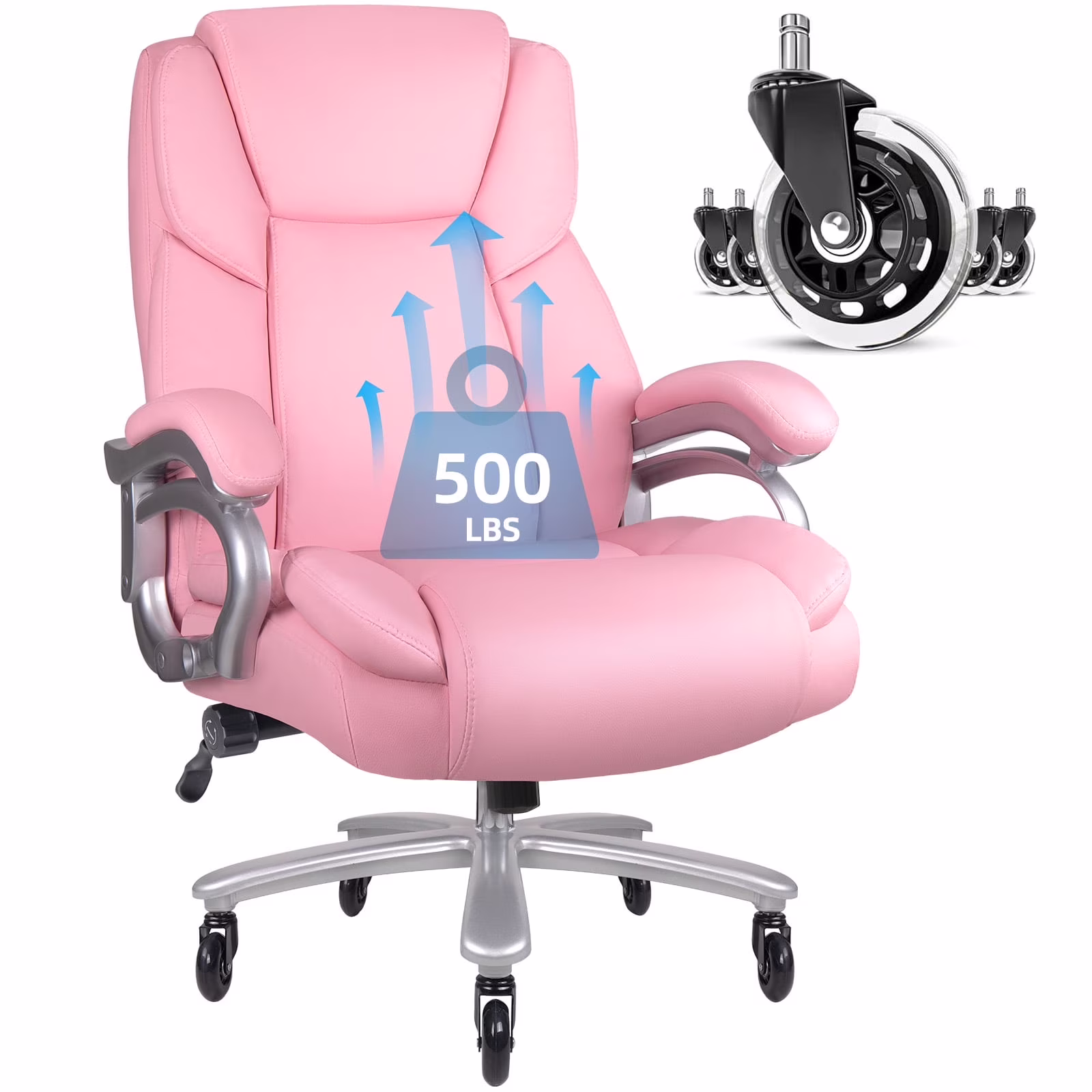 Heavy Duty Big and Tall Office Chair 500lbs with Adjustable Lumbar Support,High Back Office Chair for Adults(Black) - Image 3