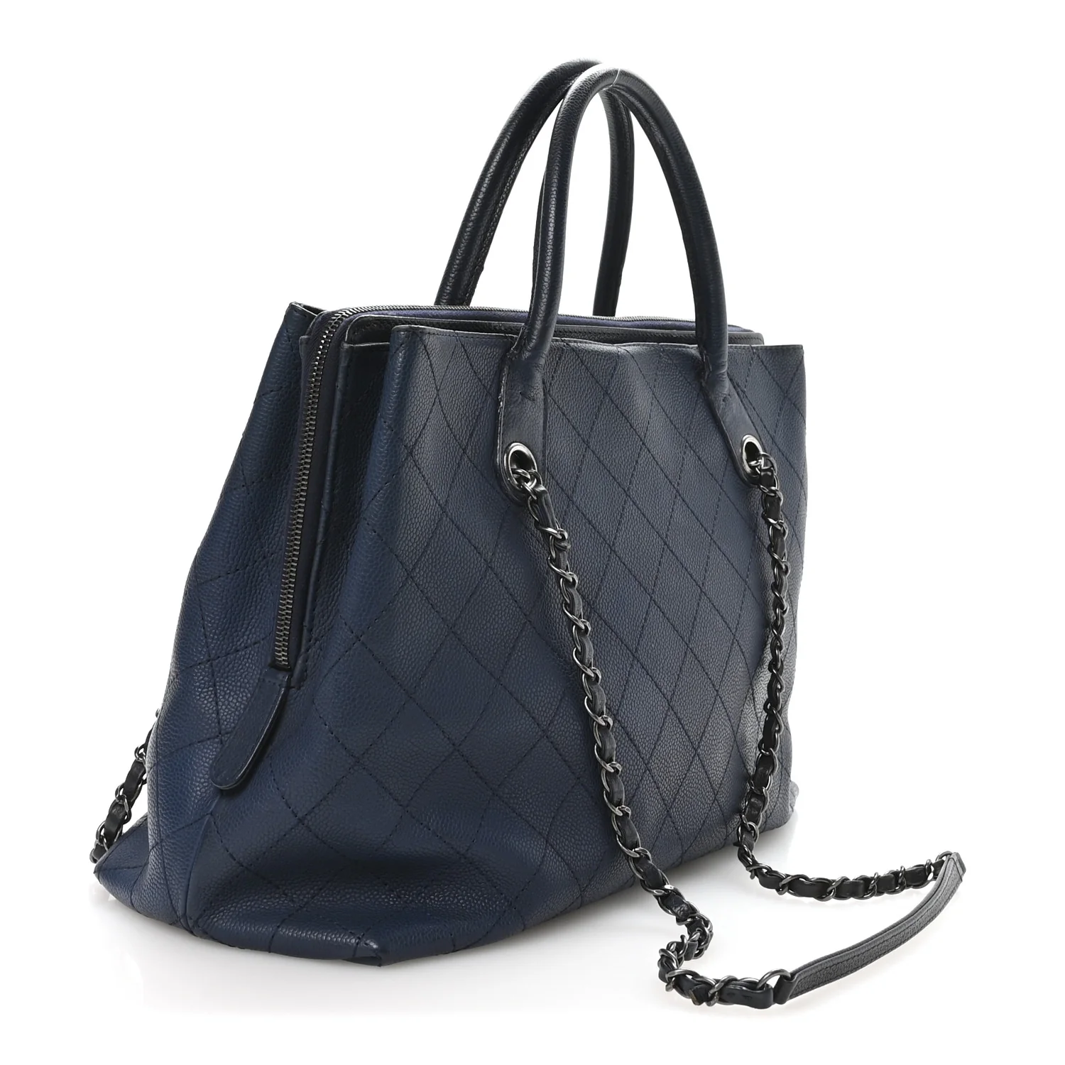 Grained Vegetal Calfskin Urban Shopping Tote Blue
