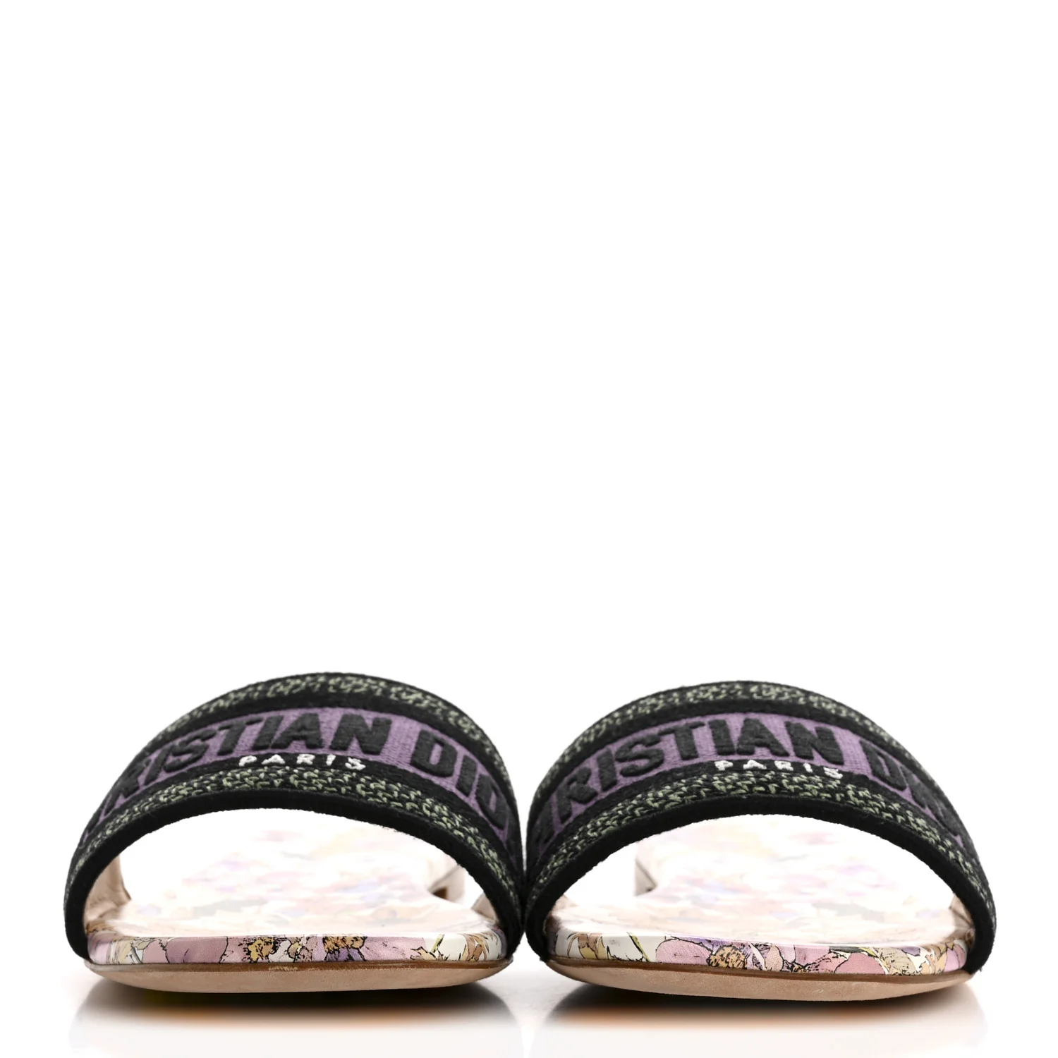 Canvas Embroidered 4 Saisons Dway Flat Slide Sandals 41 Lilac
