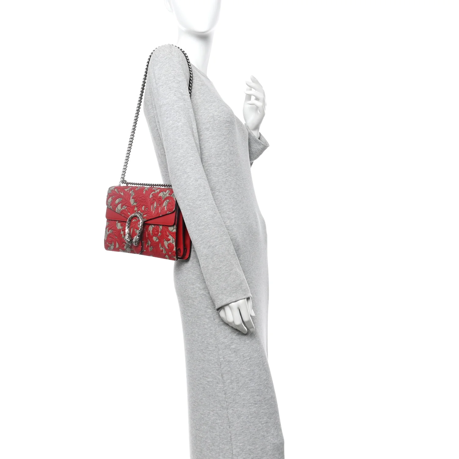 GG Supreme Monogram Arabesque Dionysus Shoulder Bag Hibiscus Red