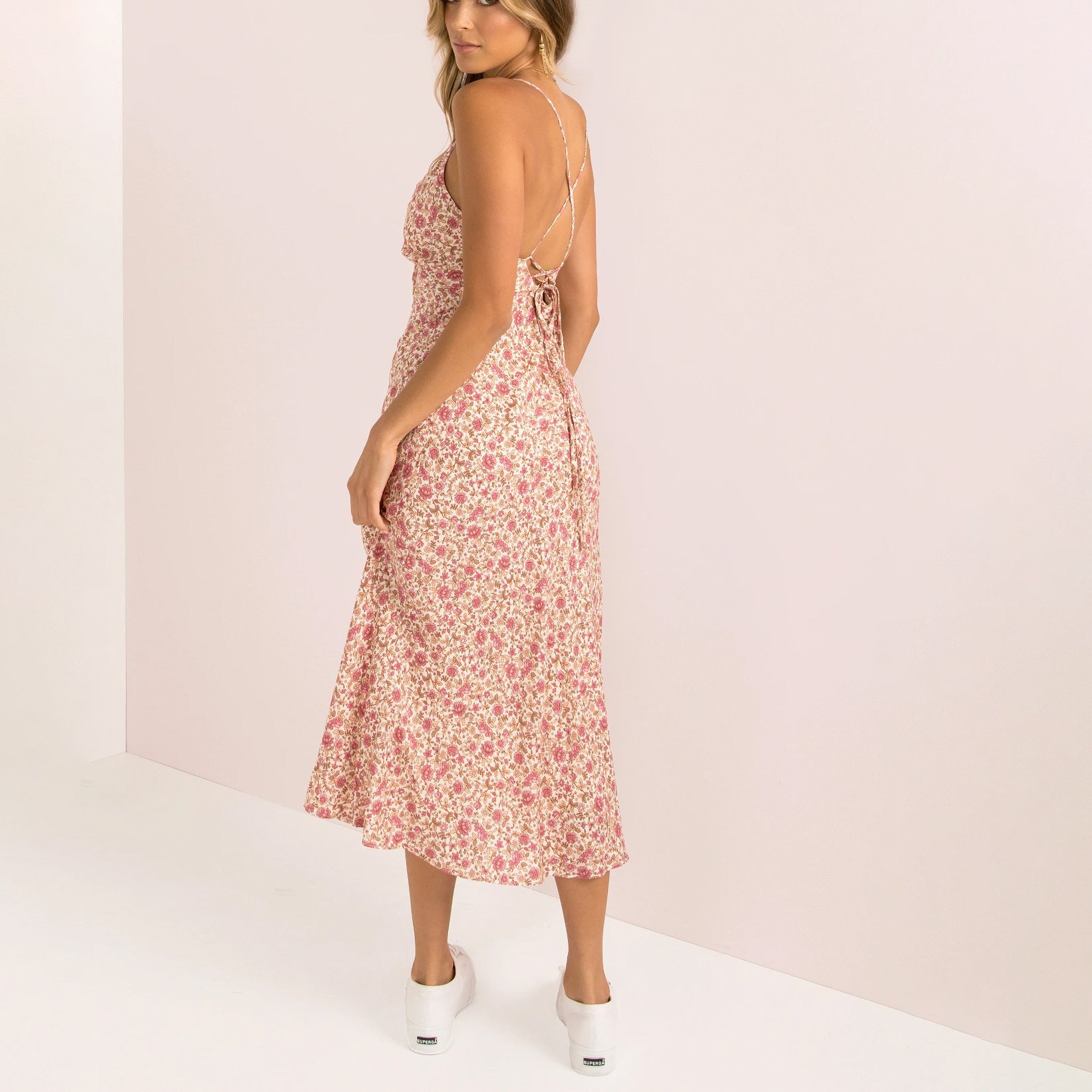 Robe sexy à bretelles et imprimé floral pour femme