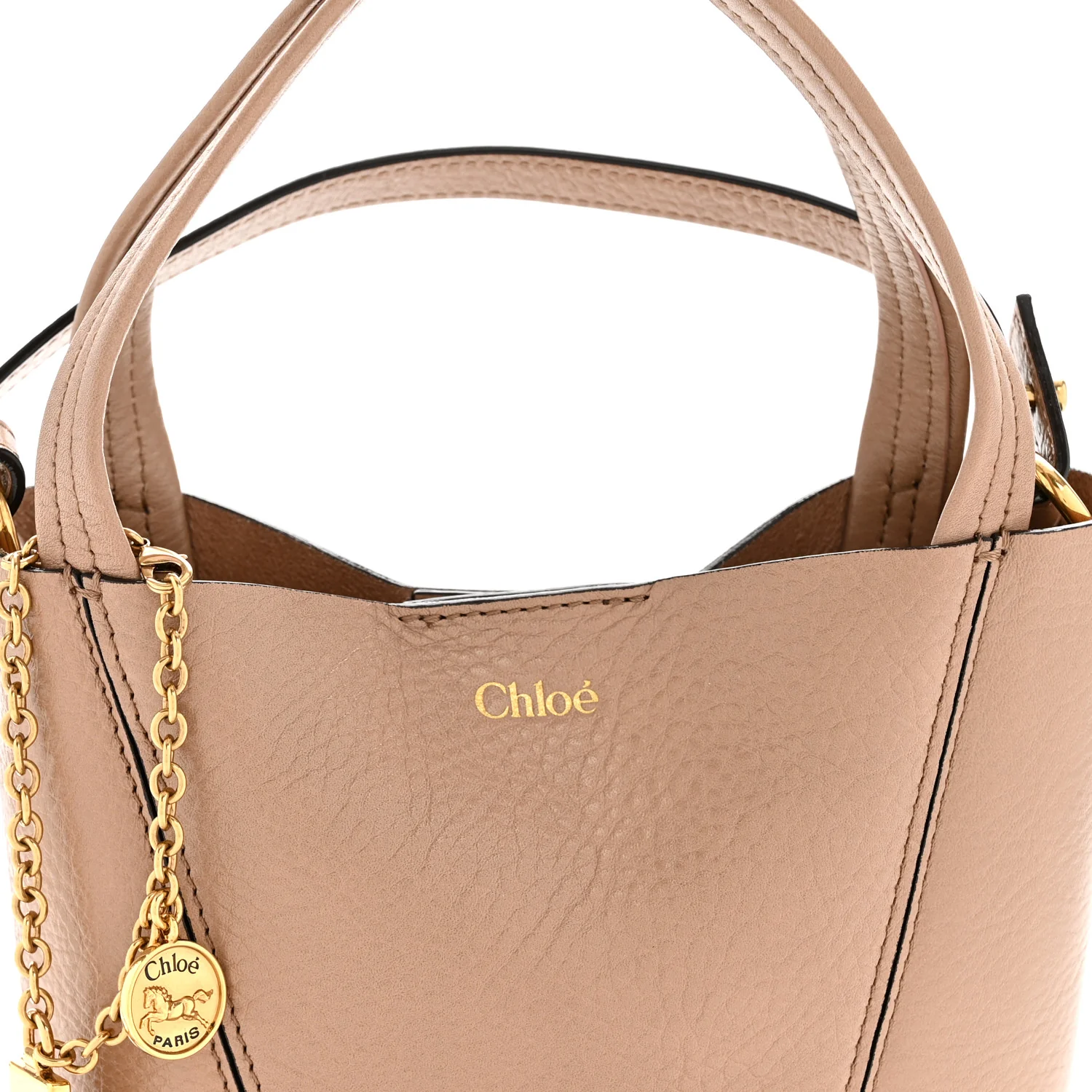 Grained Calfskin Small Spin Tote Woodrose