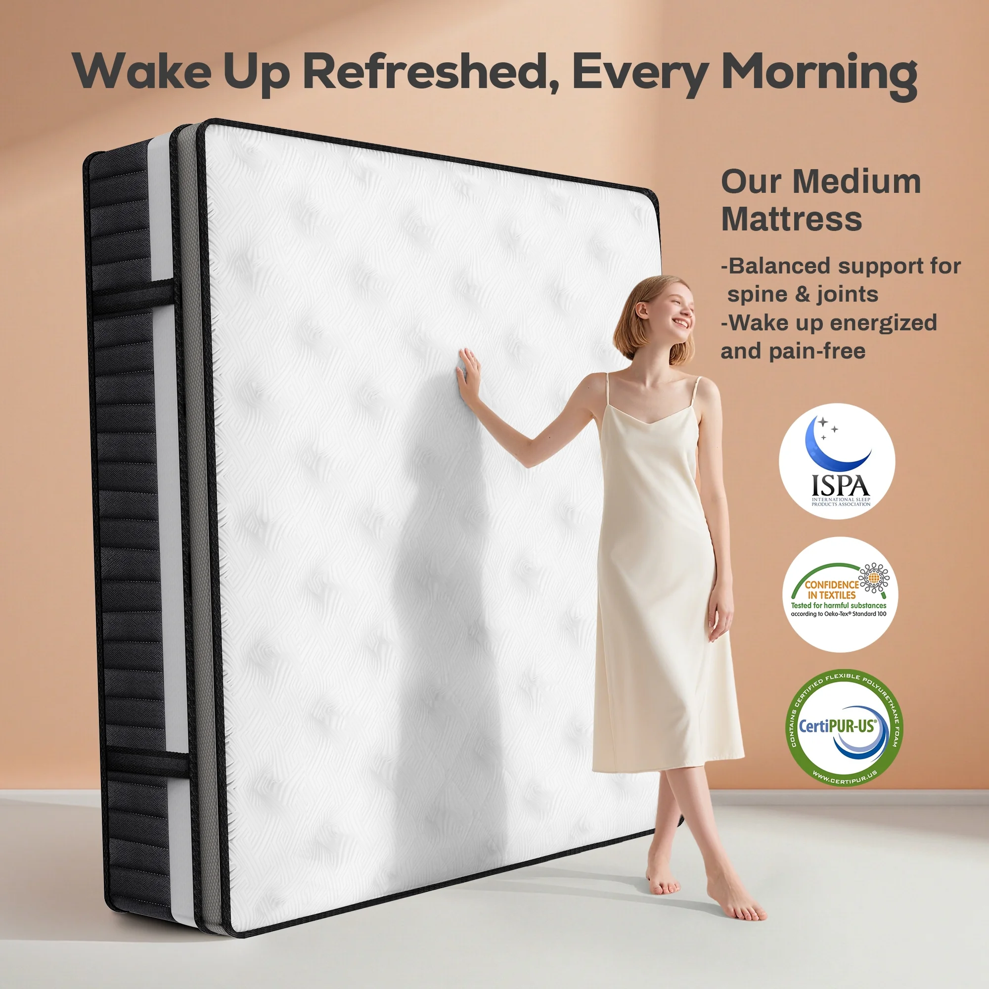 King Mattress 14 in Mattress King Size, Cooling Memory Foam Mattress in a Box, Medium - Firm for Pressure Relief&Cooler Sleep, Certipur - US