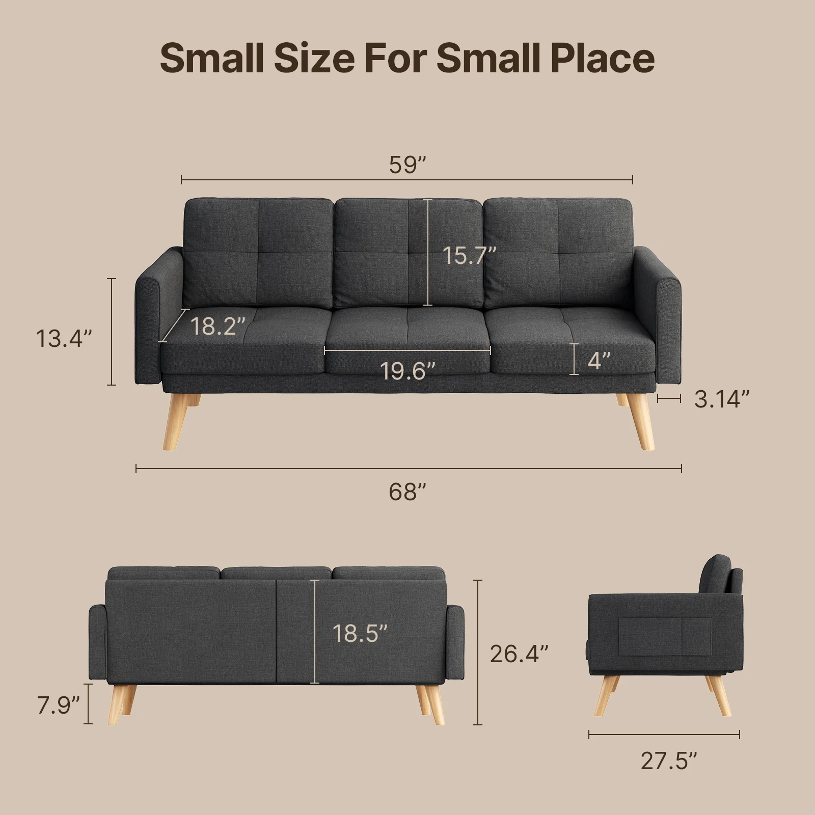 Bedroom Furniture Set Includes Queen Bed Frame, 4-Drawer Dresser Set of 2 3 Seat Futon Sofa Modern Storage Solution for Stylish Home Decor - Image 5