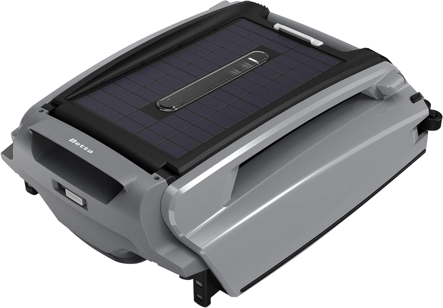 Solar Powered Robotic Pool Skimmer with Dual Charging Options and 30-hour Continuous Cleaning Battery Power, Shallow Water Safeguard, and Twin Salt Chlorine Tolerant Motors