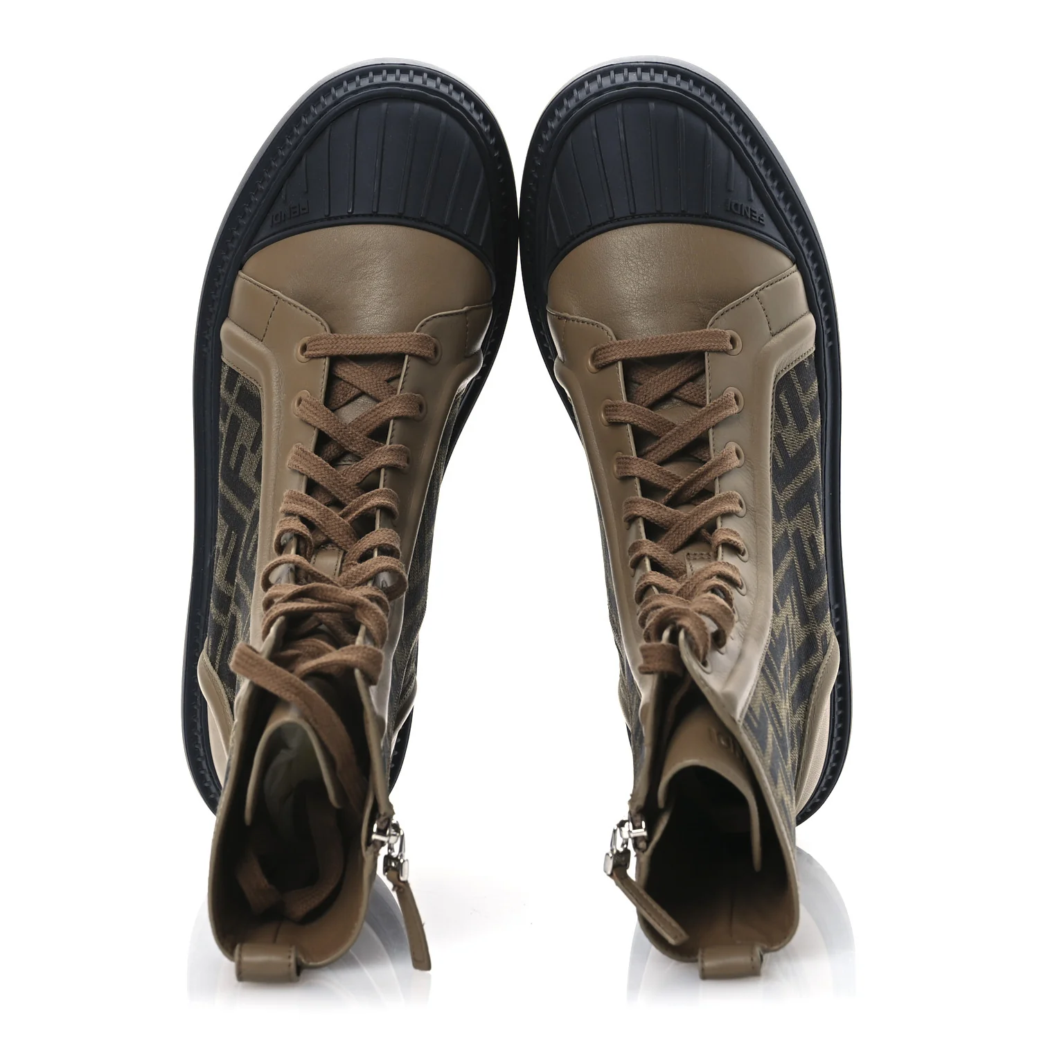 Fabric Jacquard Vitello FF Domino 50mm Biker Boots 41 Tobacco Black Sand