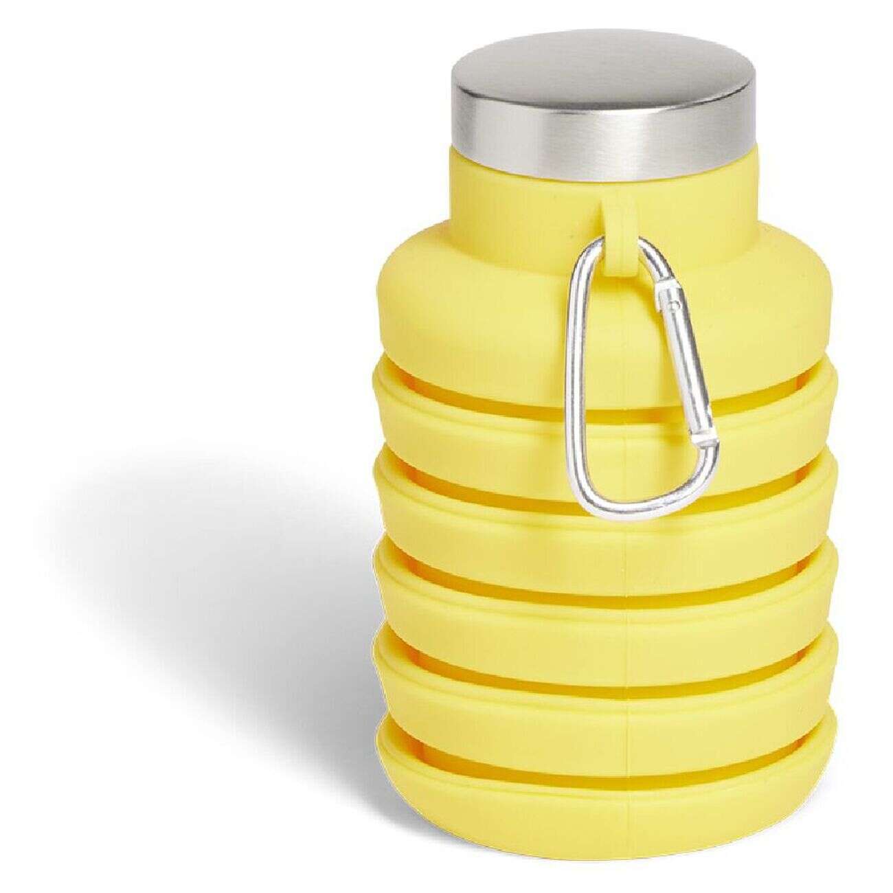Gourde pliable silicone jaune avec mousqueton 200/480ml