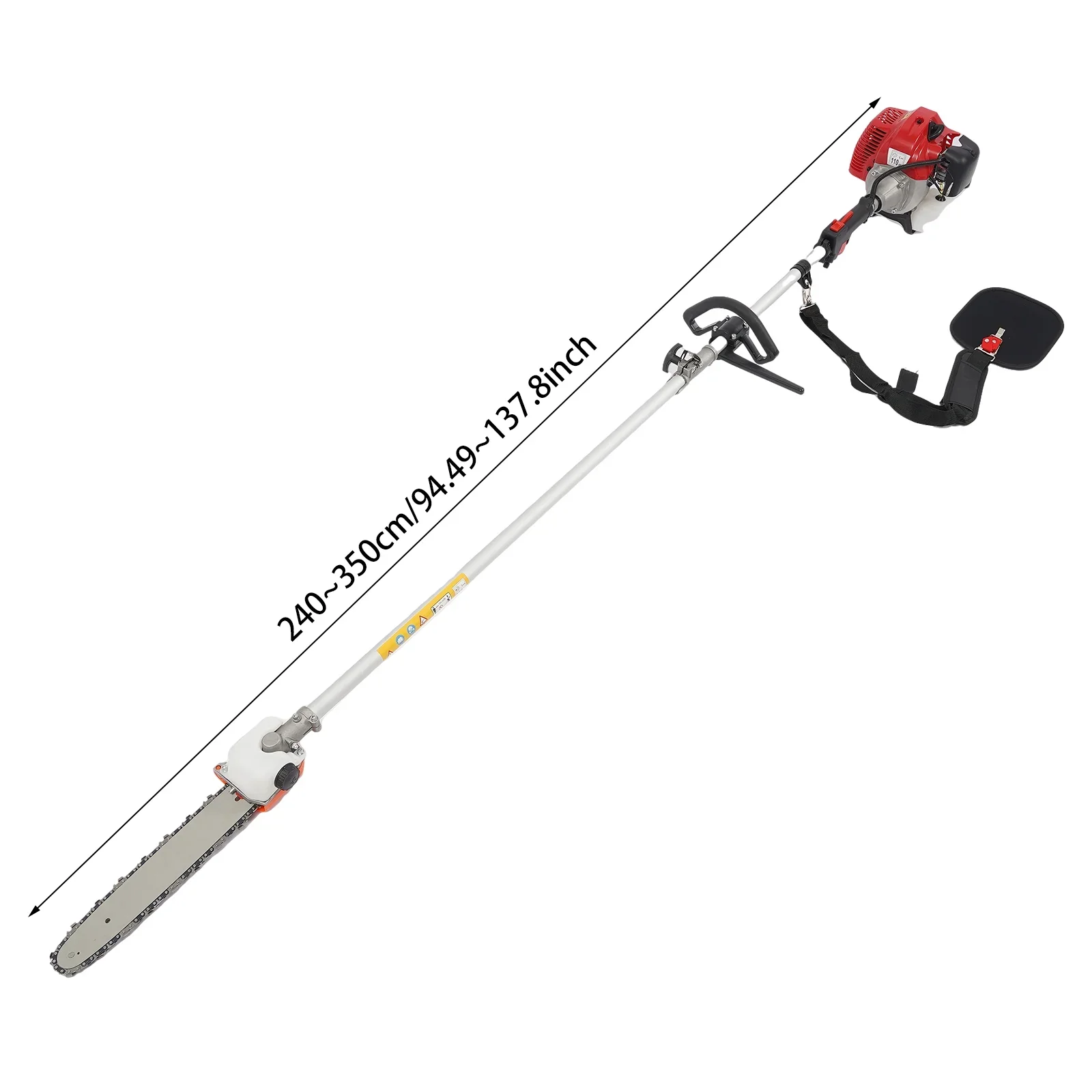 43cc Gasoline Pole Chainsaw - 7.9-11.5ft Telescopic Tree Trimmer, 1.7HP 8500RPM for High Branches, Professional Garden Pruning Tool