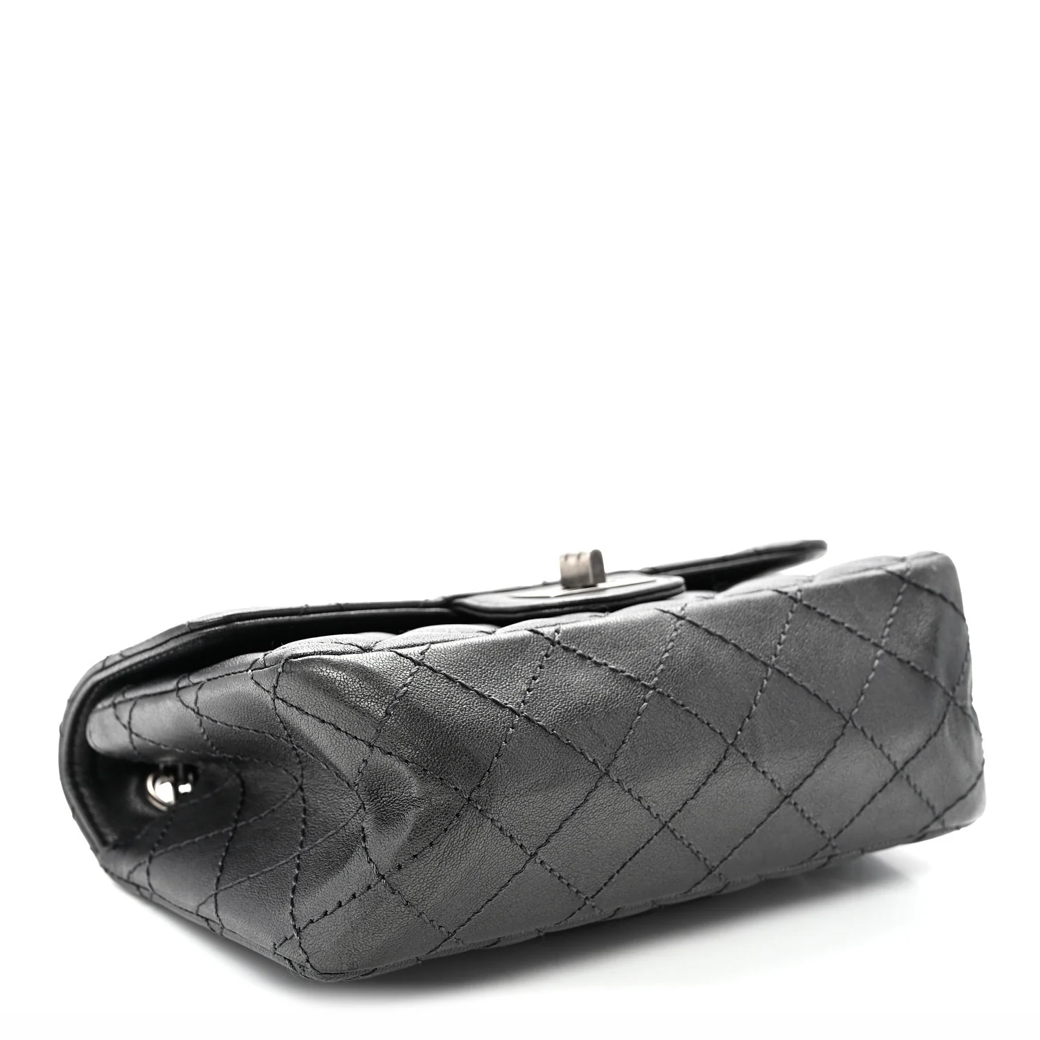 Metallic Sheepskin Quilted 2.55 Reissue Mini Flap Dark Silver