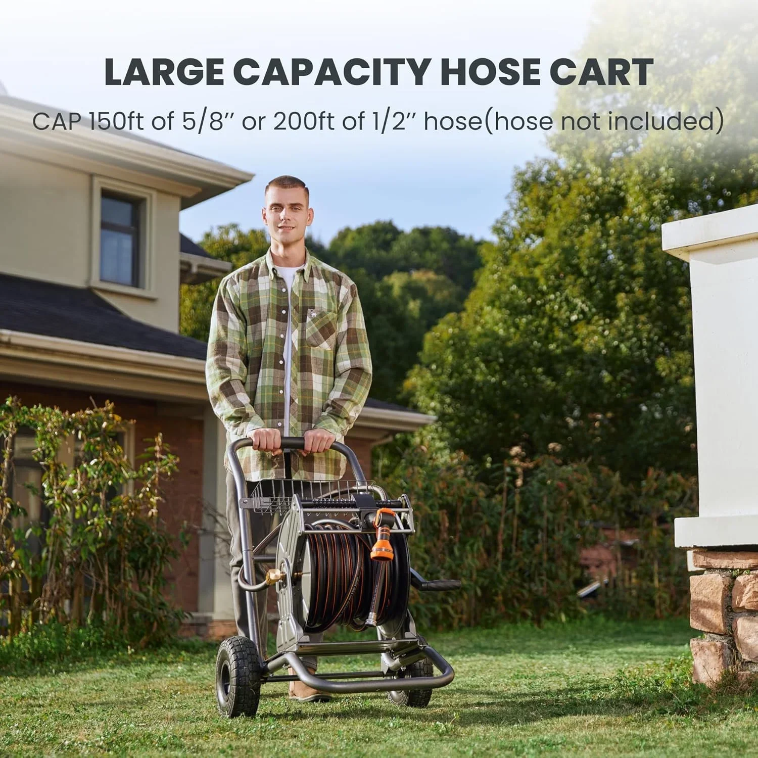 Giraffe Tools Heavy Duty Water Hose Reel Cart, Garden Hose Reel Cart with Wheels