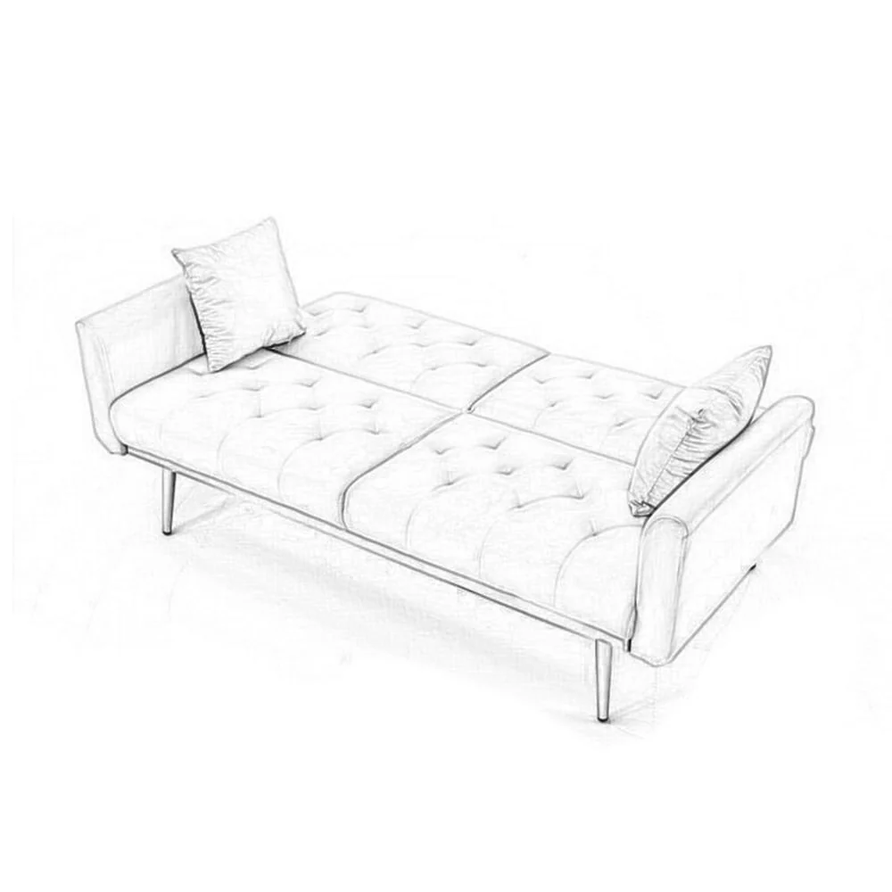 Morden Fort Pink Futon Couch Bed Upholstered Adjustable Convertible Sofa Velvet(Gray) Image 2