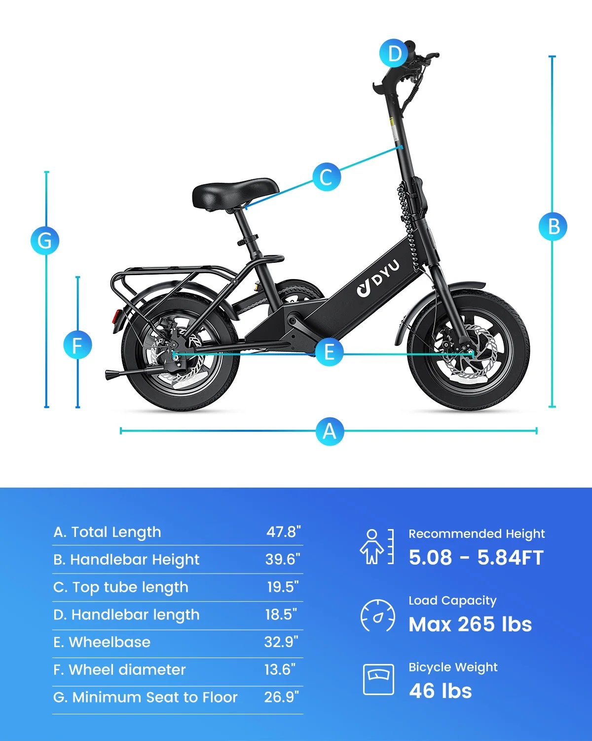 14" Folding Electric Bike for Adults Teens, 500W Peak Motor 36V/7.8AH Battery, Commuter City Ebike, UL2849 - Image 5