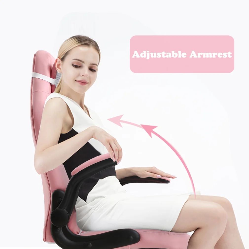 Ergonomic Gaming Chair, Lumbar Support, Swivel Rolling for Women(Pink)(Pink) - Image 4