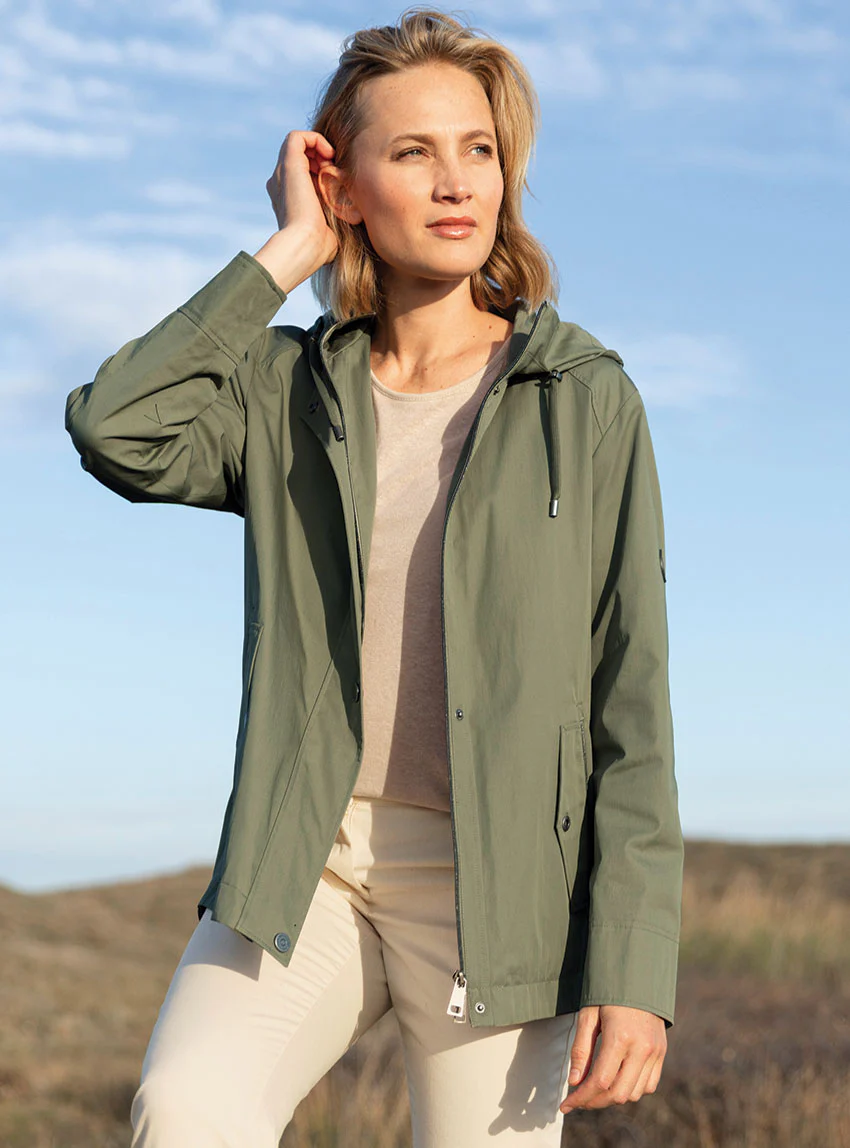 Parka femme à capuche vert kaki