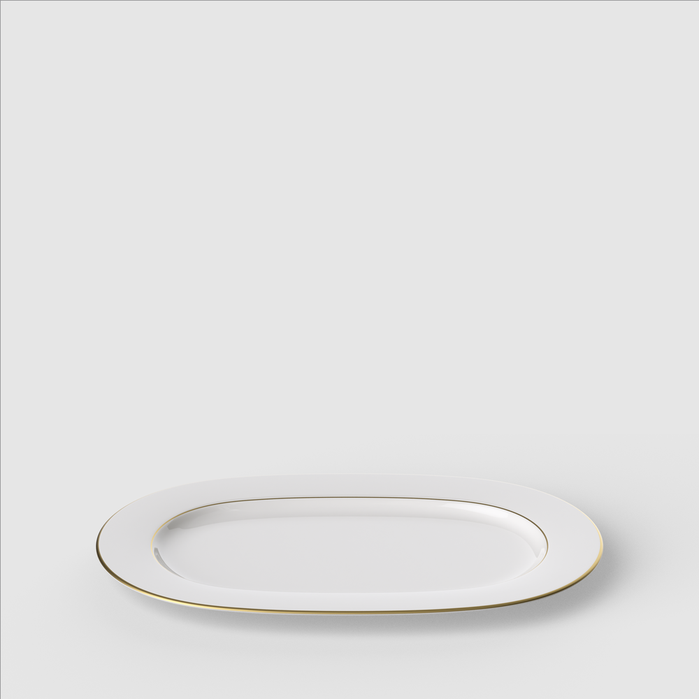 Anmut Serving Platter - White, 16.3'' x 11.3'', Premium Bone Porcelain