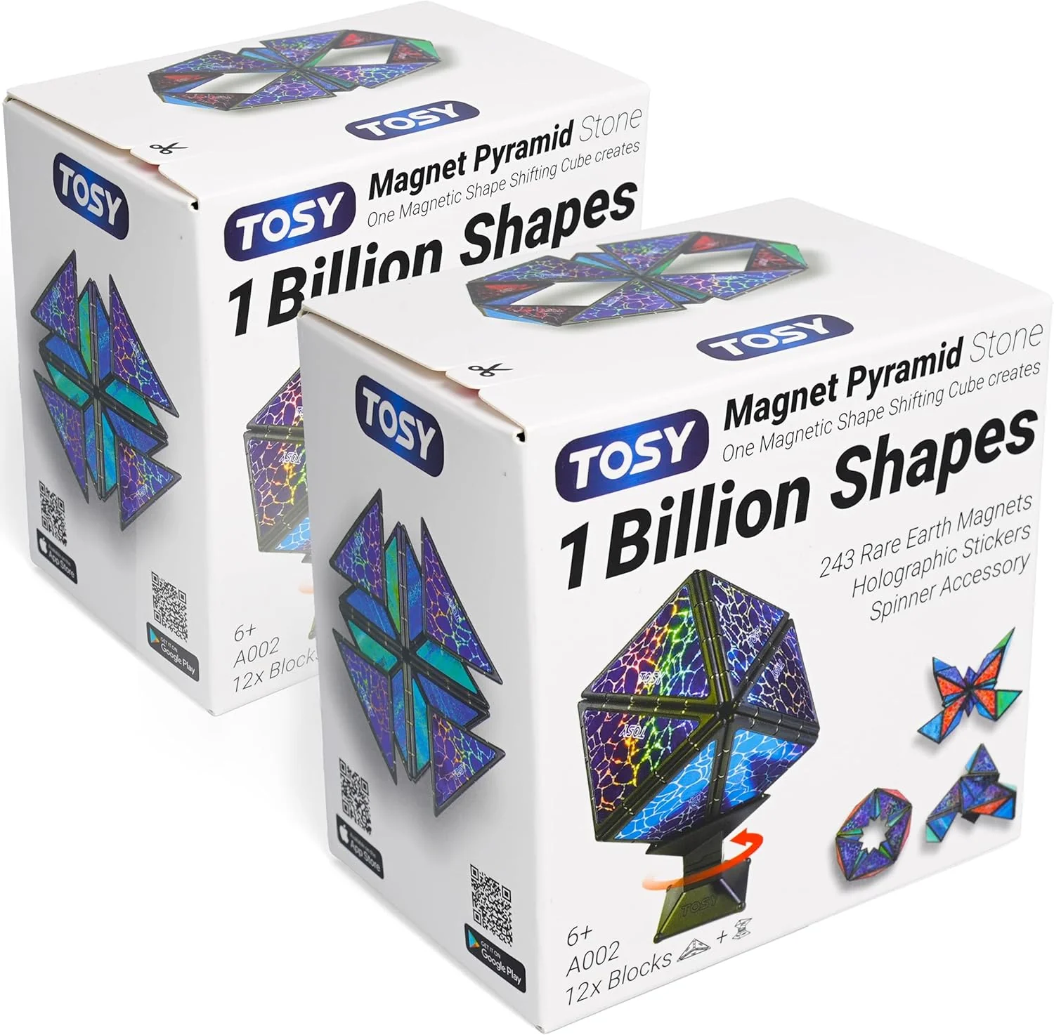 Magnetic Pyramid Puzzle: 14-Piece STEM Toy with 243 Magnets, 1 Billion Shapes
