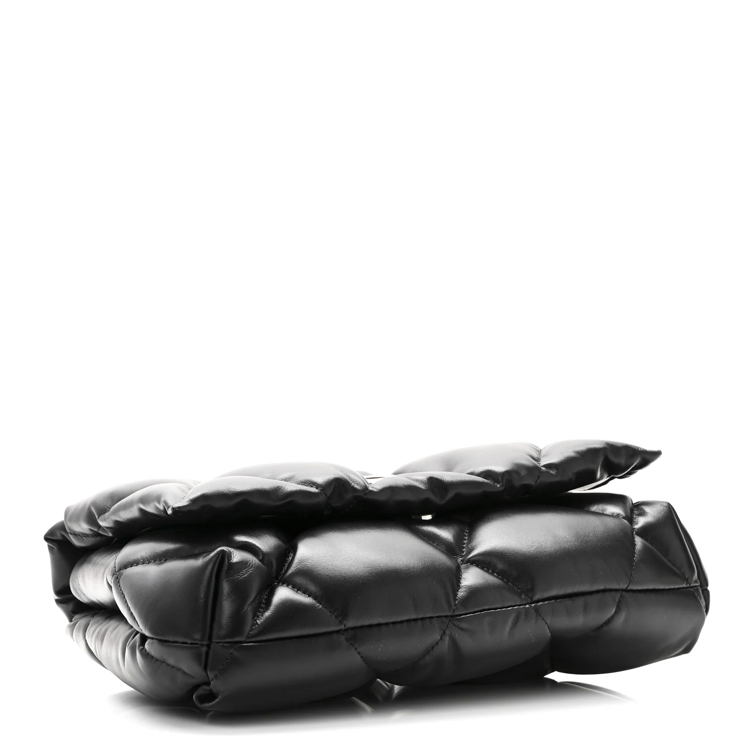 Nappa Calfskin Quilted Touch B Puffy Clutch Black
