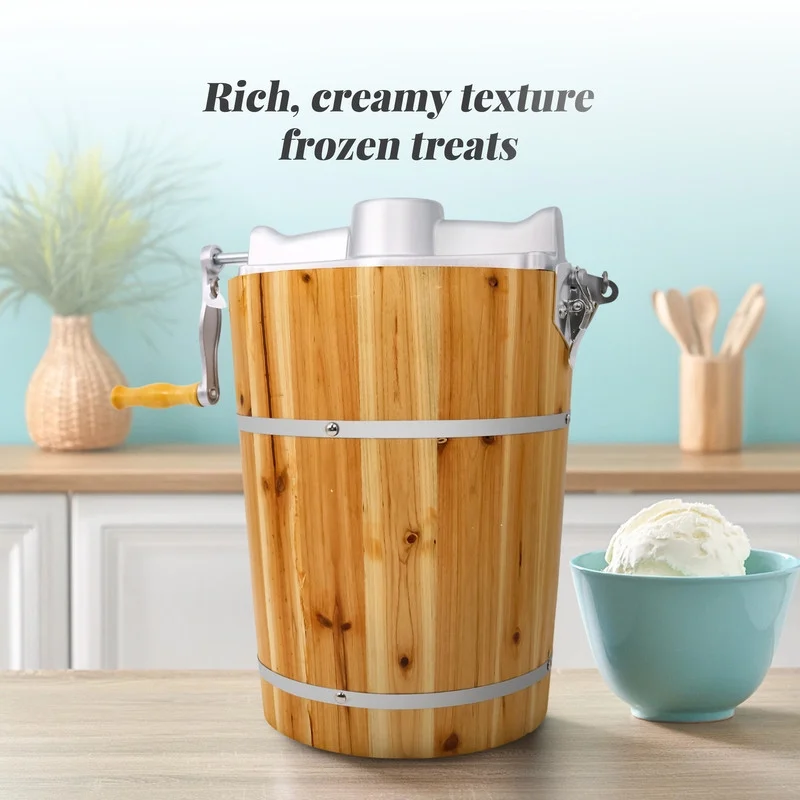 EIM569 6Qt Old Fashioned Pine Bucket Electric/Manual Ice Cream Maker Image 3