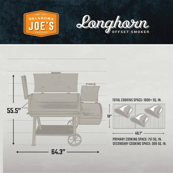Longhorn Offset Smoker in Black with 1,060 sq. in. Cooking Space - Image 4