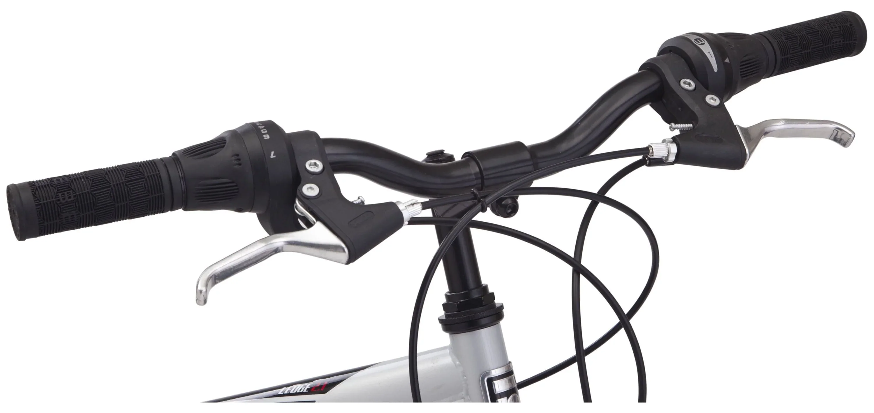 Mongoose Ledge 2.1 Mountain Bike, 24-inch wheels, 21 speeds, boys frame, Silver/Red