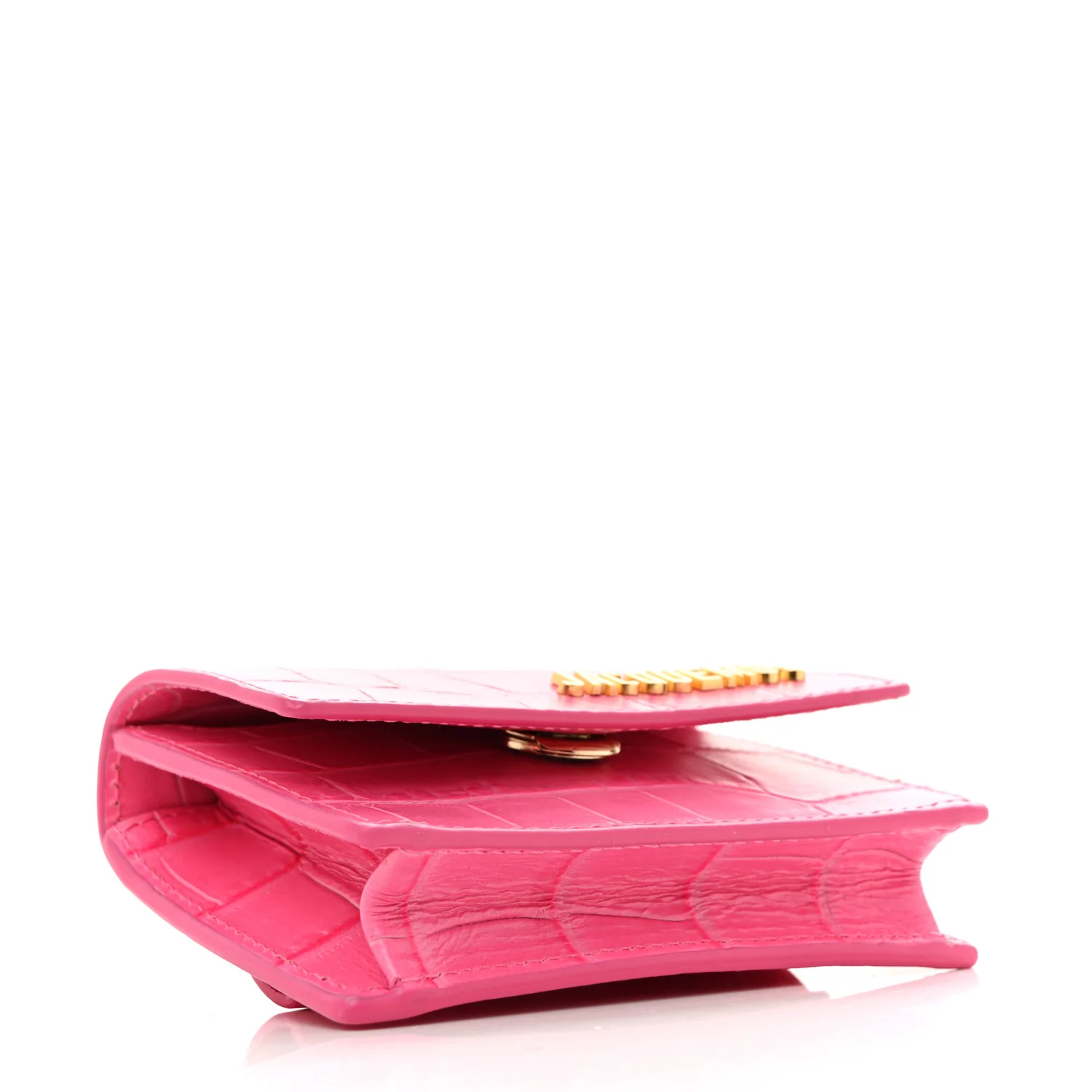 Calfskin Crocodile Embossed La Ceinture Bello Double Tour Belt Bag Pink