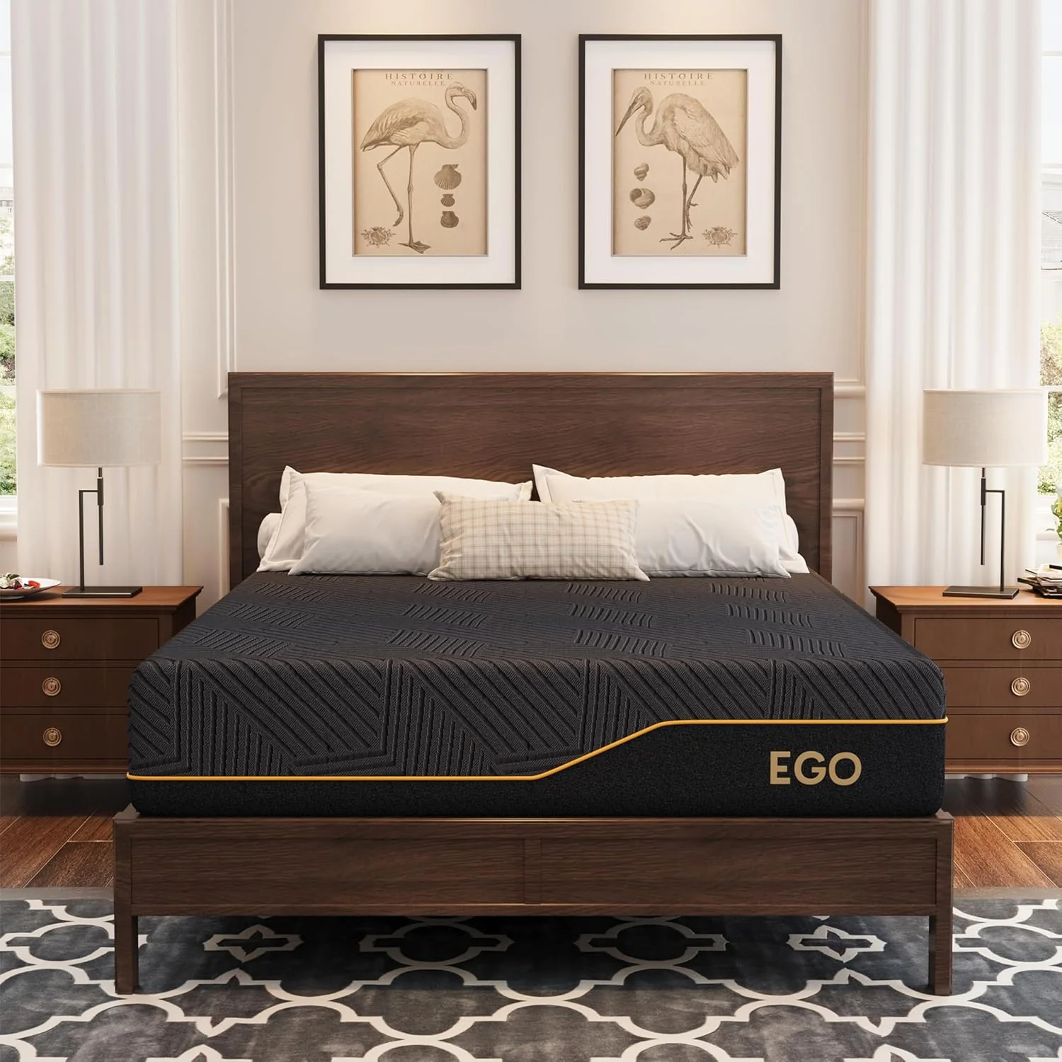 Matelas MLILY EGOHOME 14 pouces en mousse à mémoire de forme Queen pour soulager les maux de dos, gel de cuivre rafraîchissant, livré en boîte, mousse fabriquée aux États-Unis, certifiée CertiPUR-US, fermeté thérapeutique moyenne, 60 x 80 x 14 pouces
