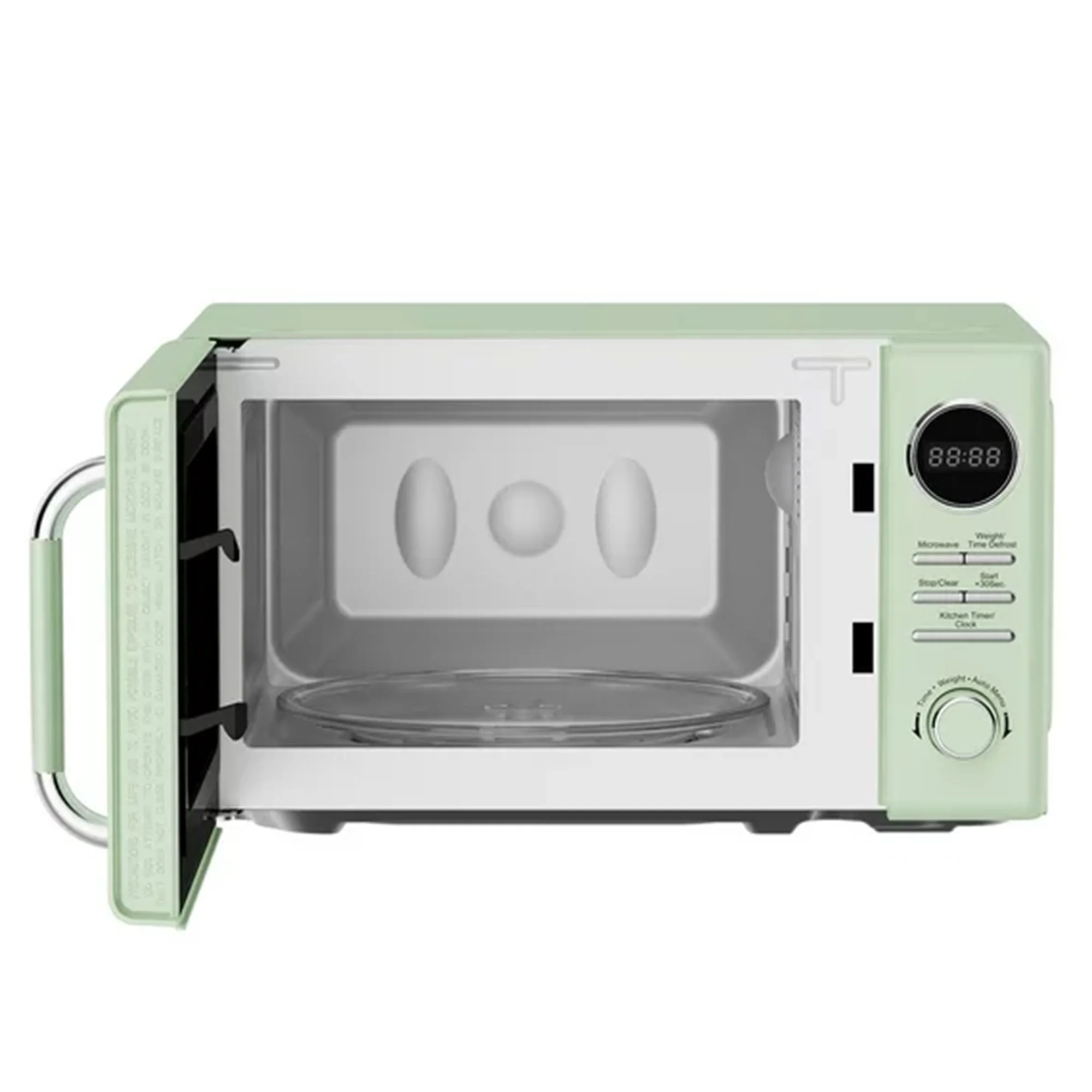 Open Box Magic Chef 0.7 Cubic Feet 700 Watt Classic Retro Microwave, Green